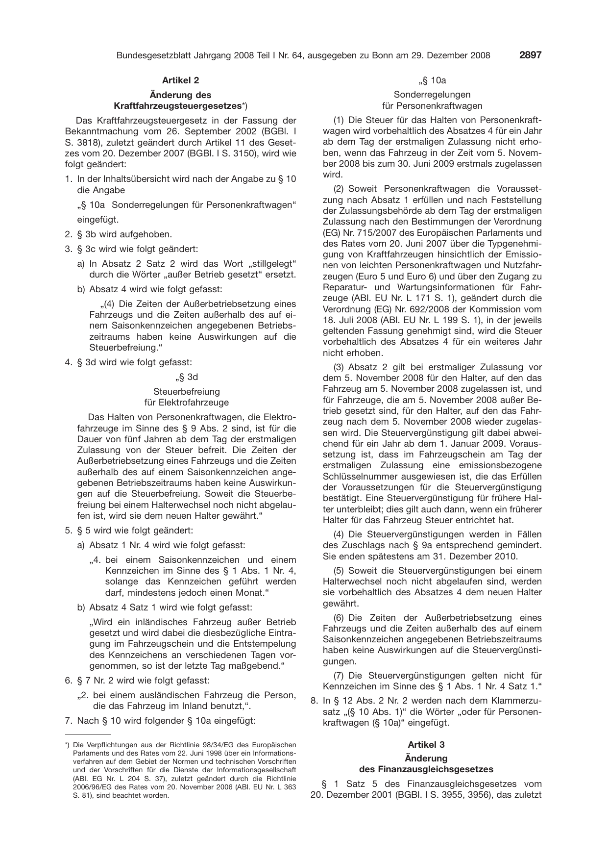 BGBl. 2008, Seite 2897 — Originalseite als Abbildung