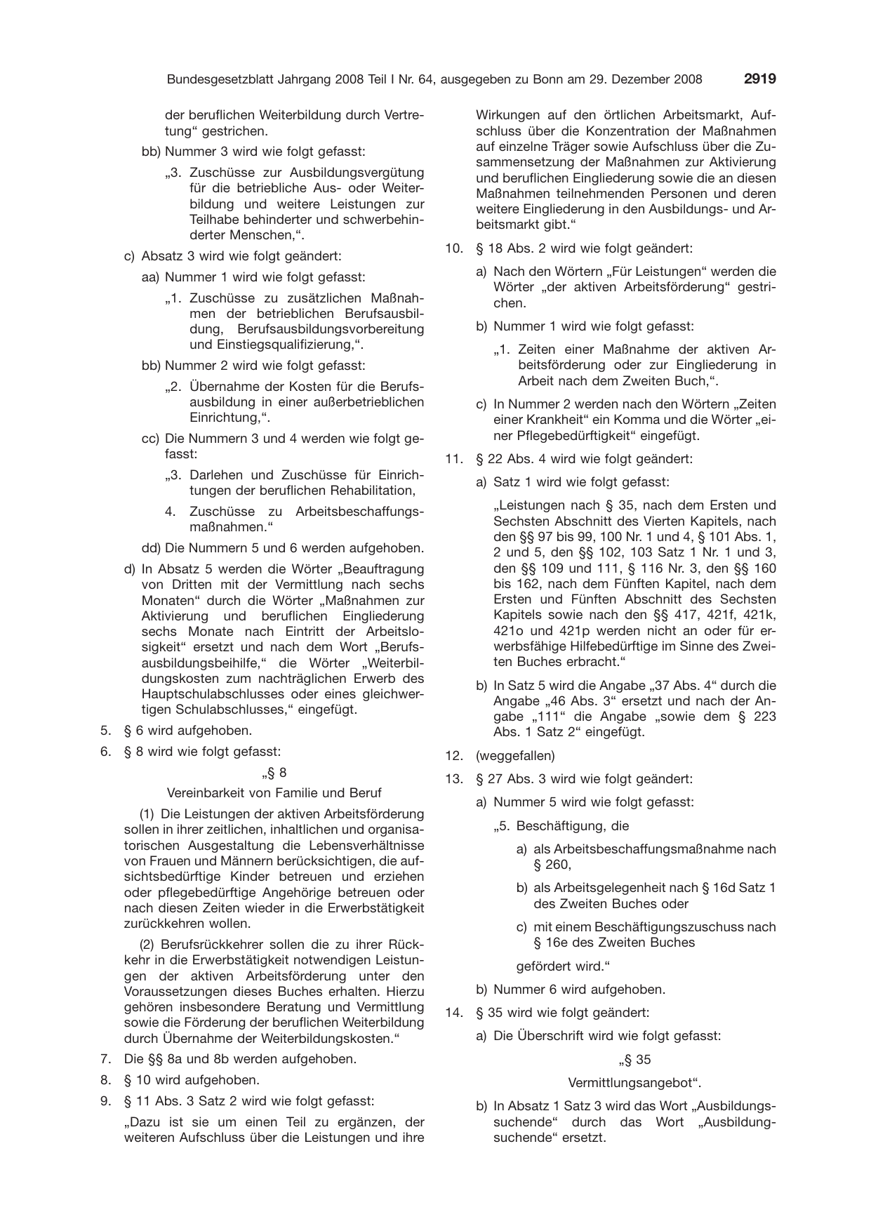 BGBl. 2008, Seite 2919 — Originalseite als Abbildung