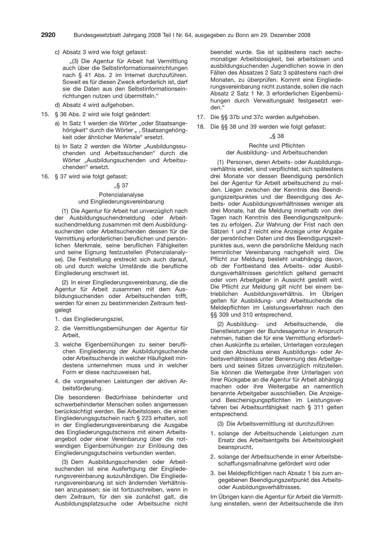 BGBl. 2008, Seite 2920 — Originalseite als Abbildung