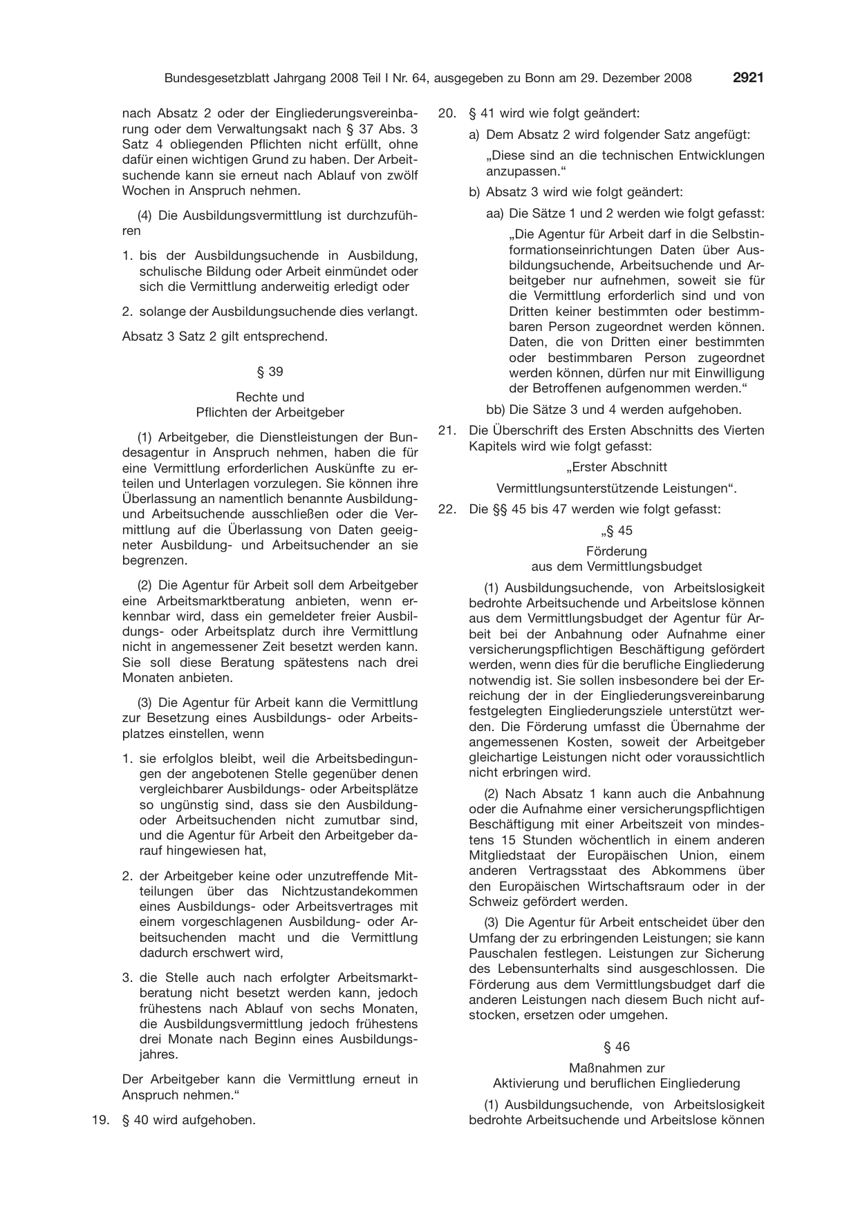 BGBl. 2008, Seite 2921 — Originalseite als Abbildung