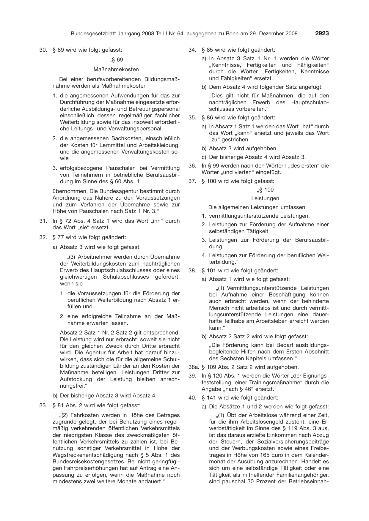 BGBl. 2008, Seite 2923 — Originalseite als Abbildung
