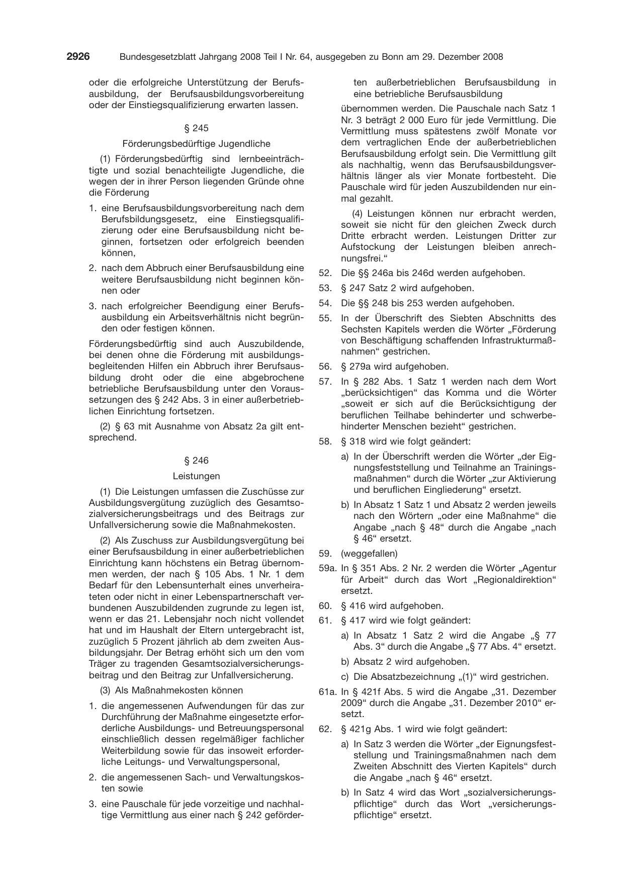 BGBl. 2008, Seite 2926 — Originalseite als Abbildung