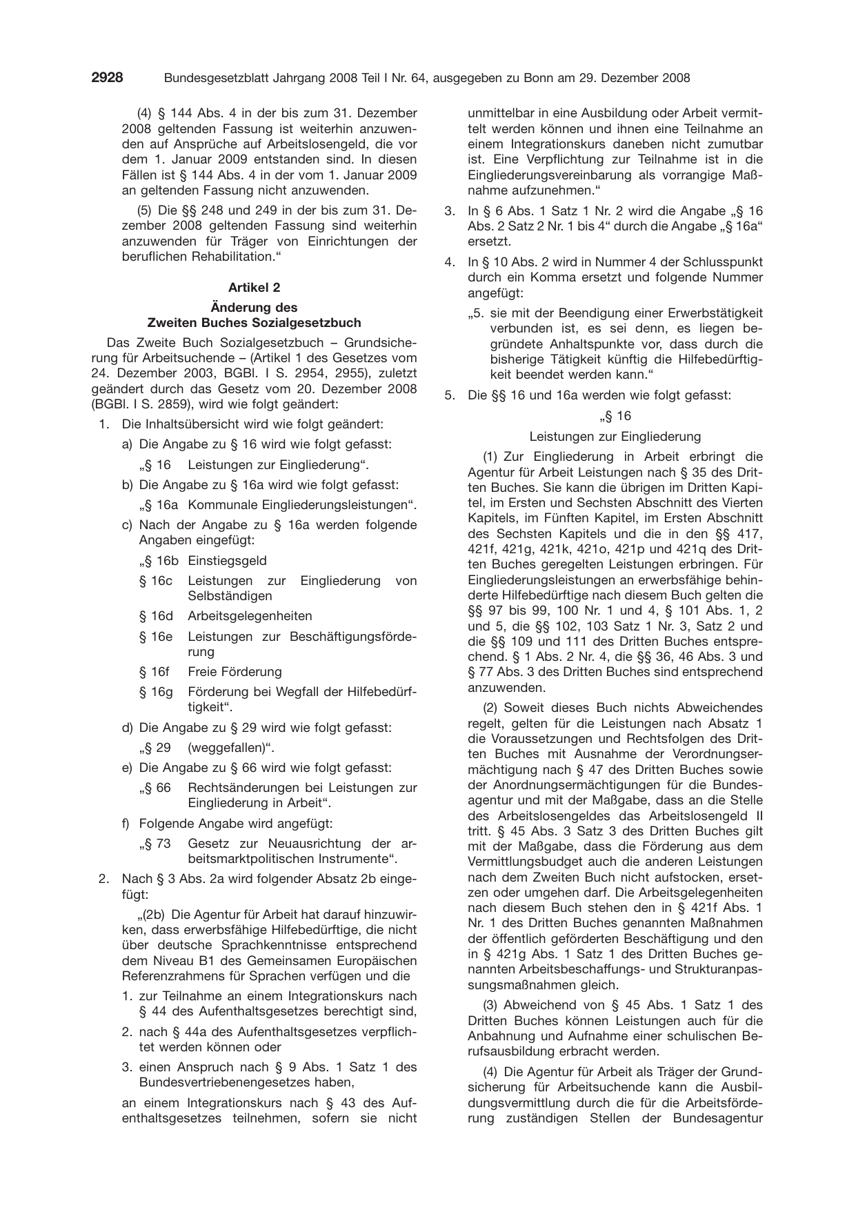 BGBl. 2008, Seite 2928 — Originalseite als Abbildung