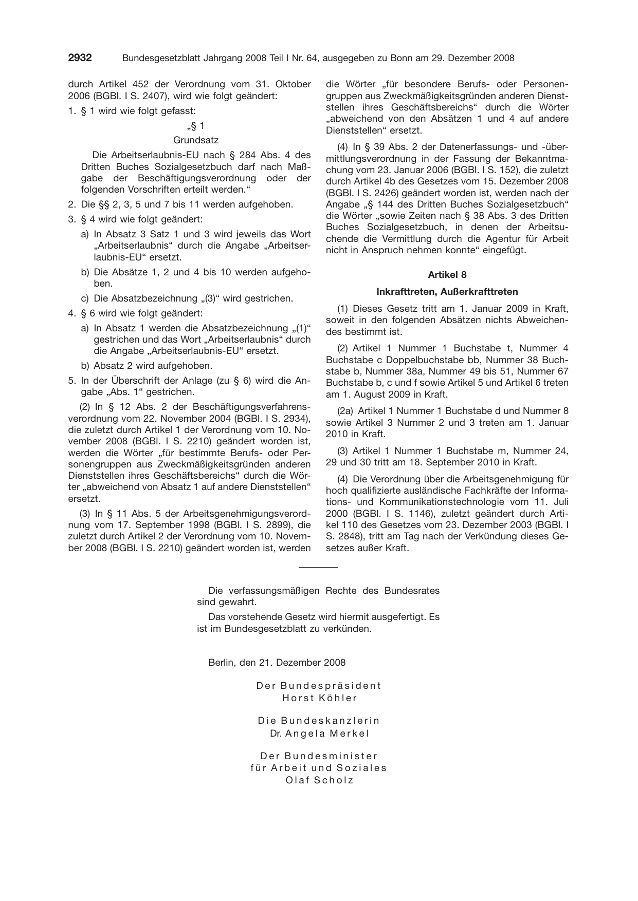 BGBl. 2008, Seite 2932 — Originalseite als Abbildung