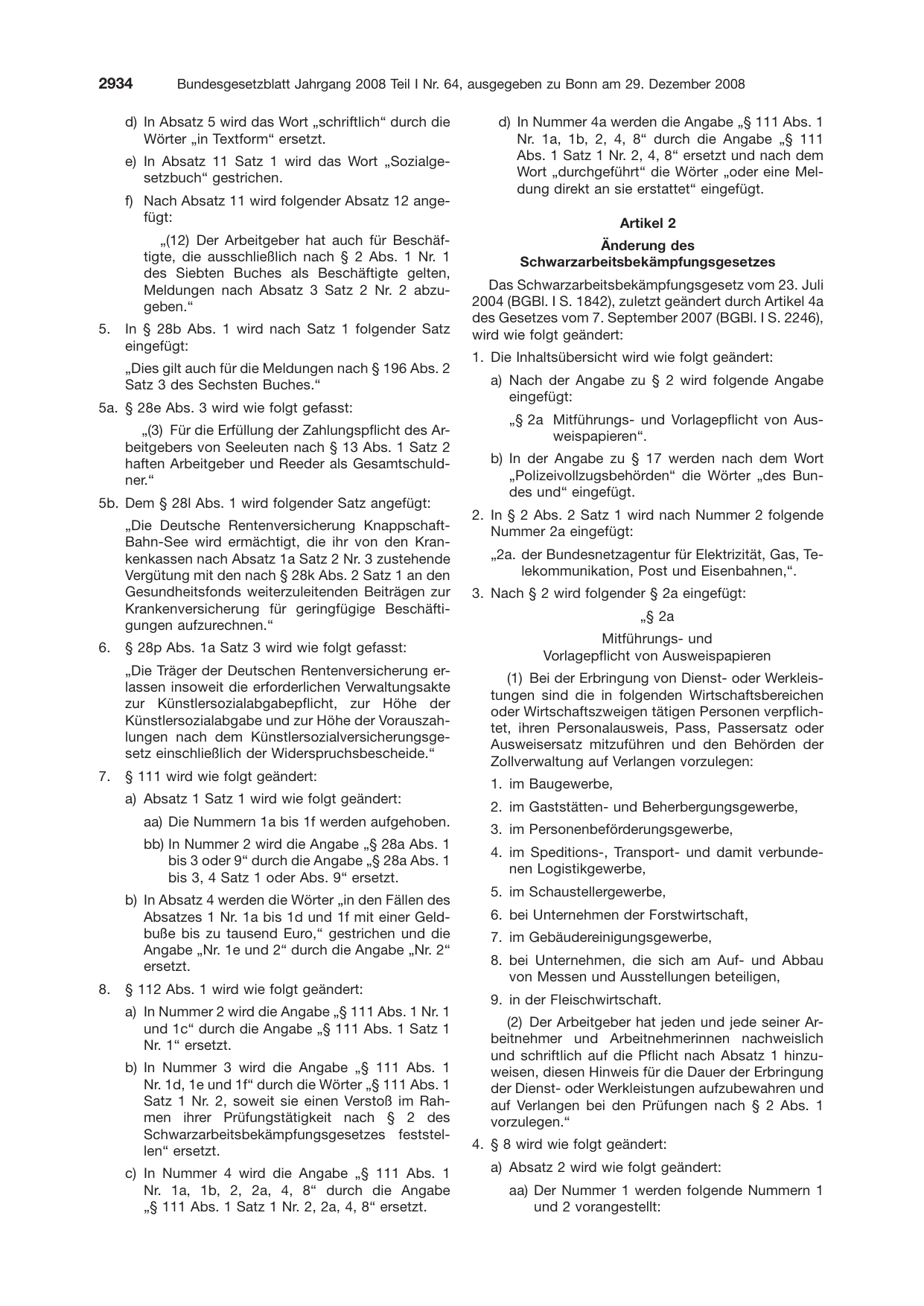BGBl. 2008, Seite 2934 — Originalseite als Abbildung