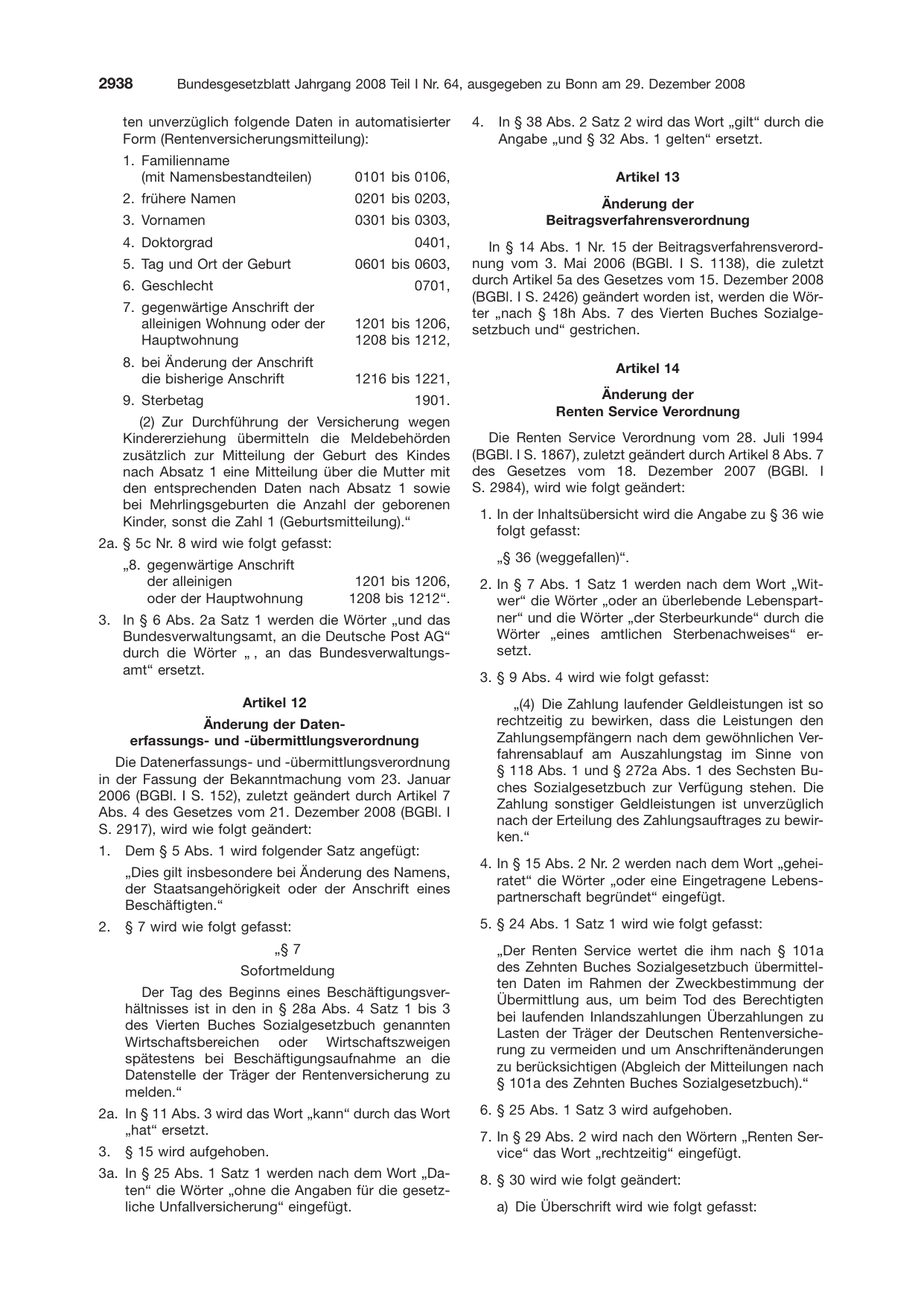 BGBl. 2008, Seite 2938 — Originalseite als Abbildung