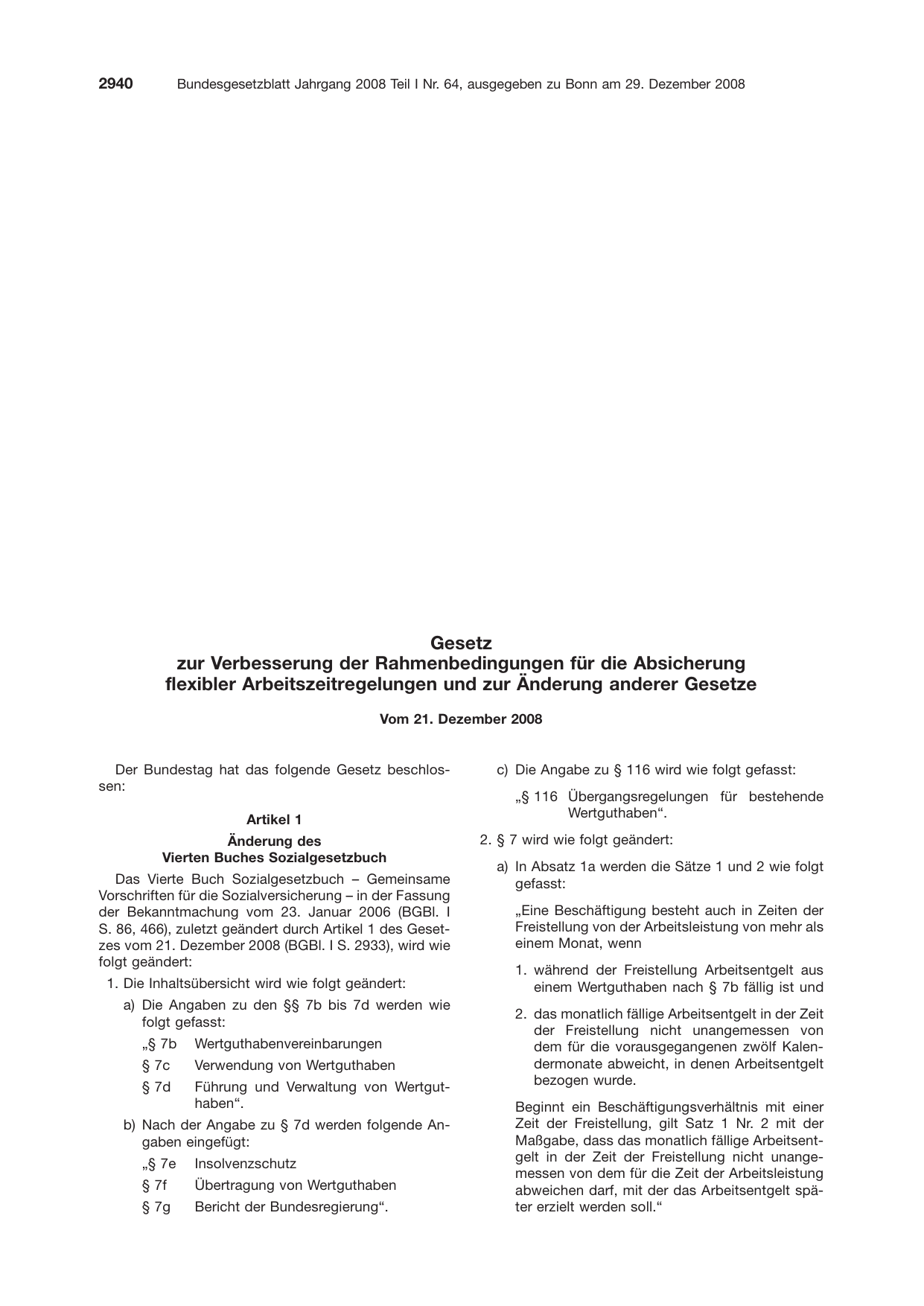 BGBl. 2008, Seite 2940 — Originalseite als Abbildung