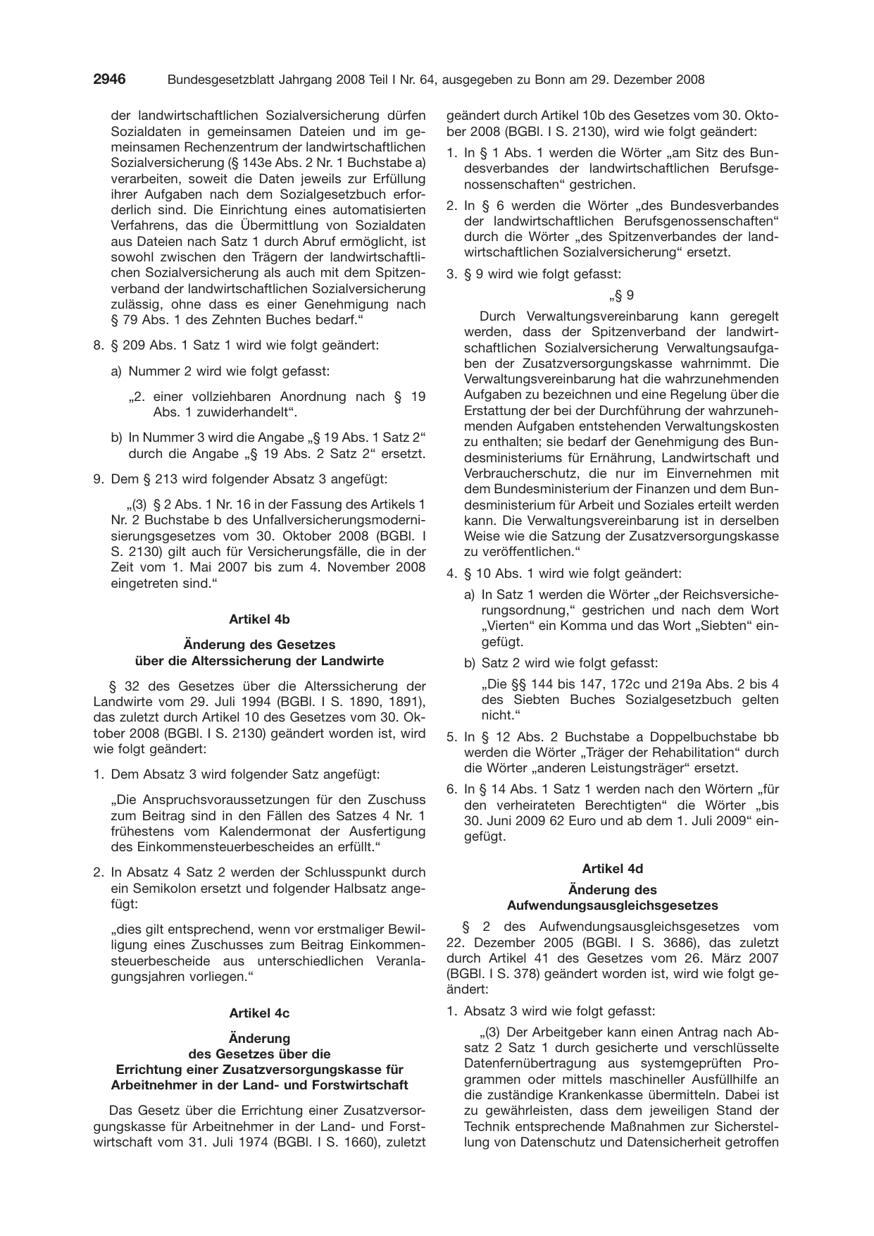 BGBl. 2008, Seite 2946 — Originalseite als Abbildung