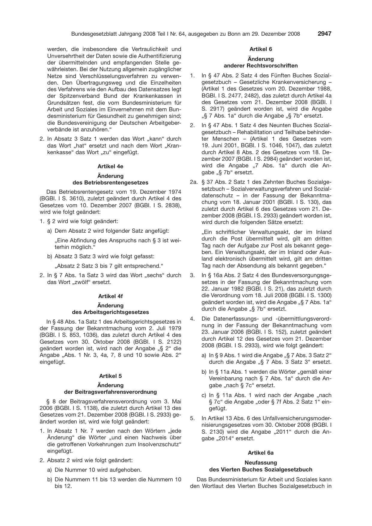 BGBl. 2008, Seite 2947 — Originalseite als Abbildung