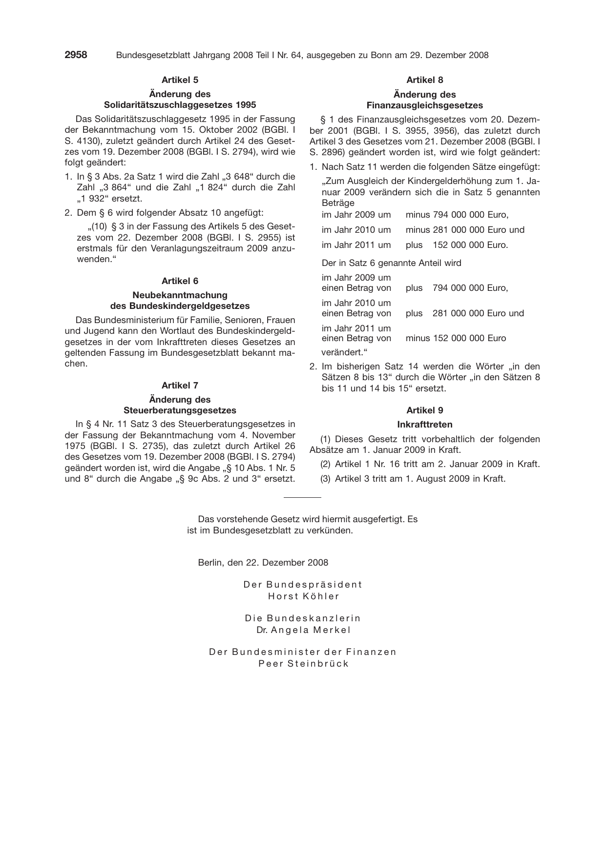 BGBl. 2008, Seite 2958 — Originalseite als Abbildung