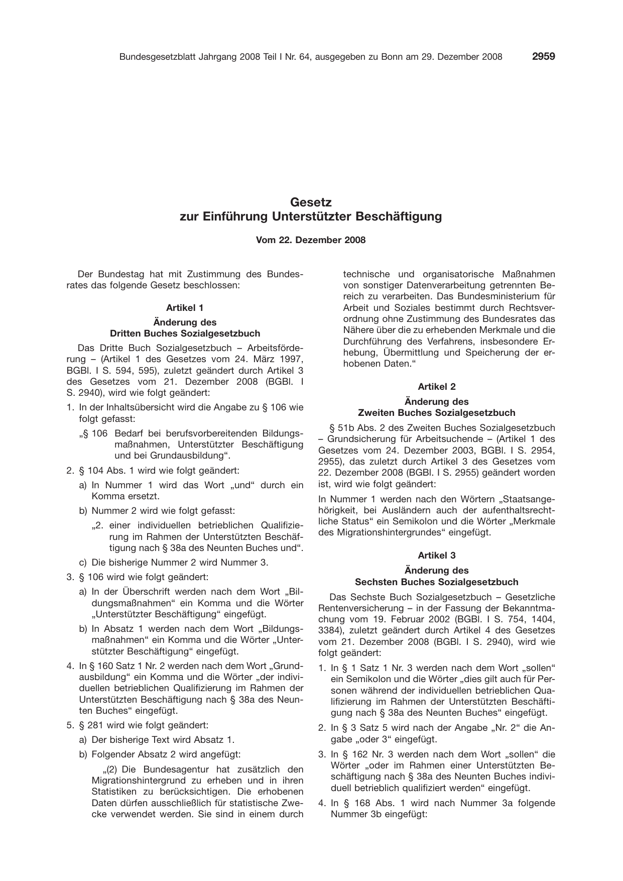 BGBl. 2008, Seite 2959 — Originalseite als Abbildung