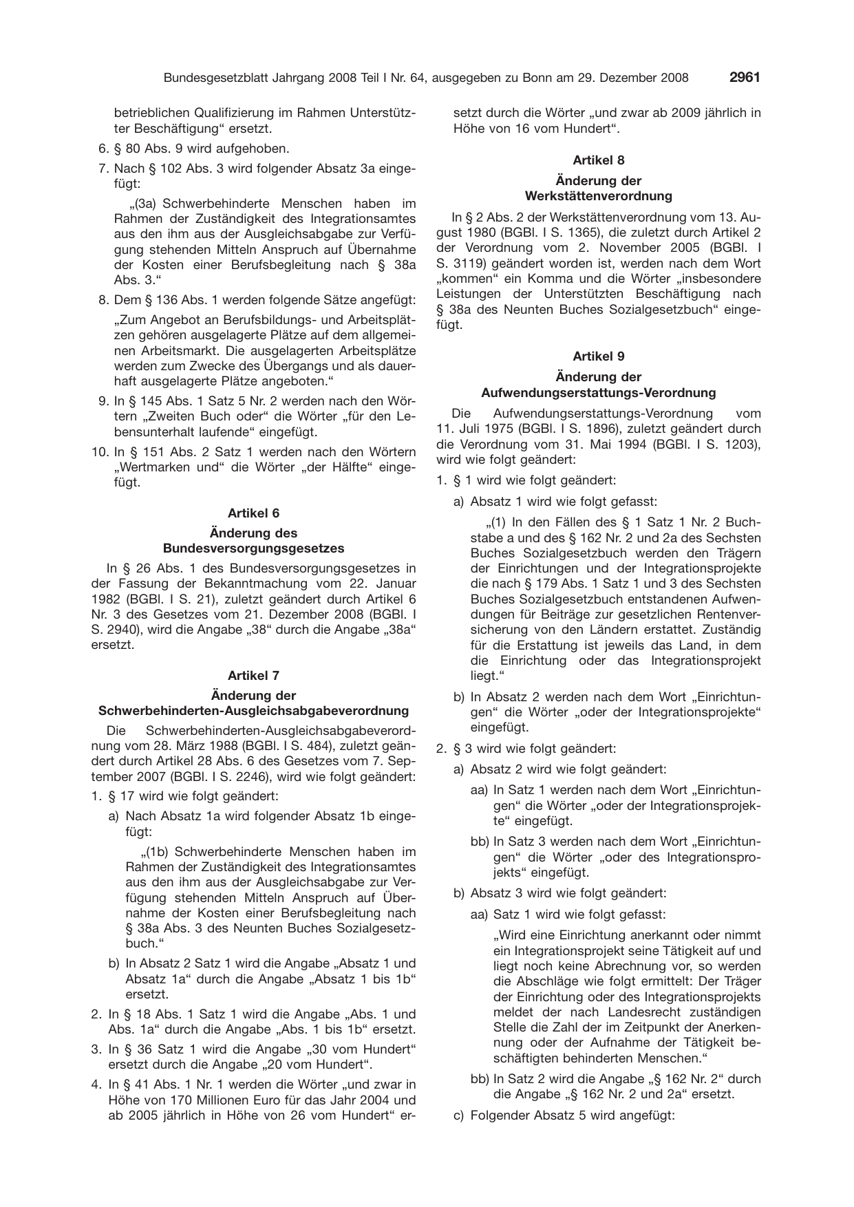 BGBl. 2008, Seite 2961 — Originalseite als Abbildung