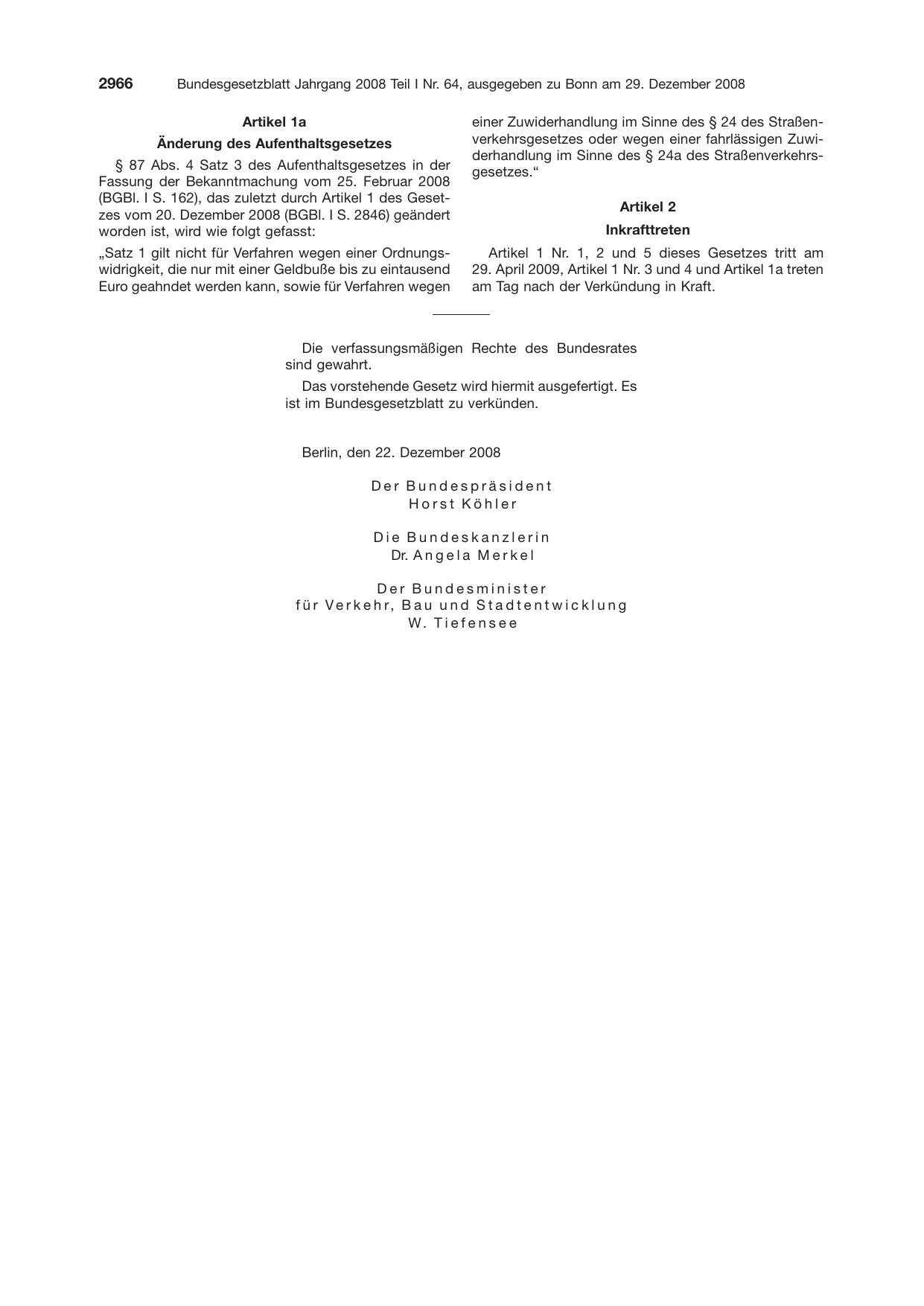 BGBl. 2008, Seite 2966 — Originalseite als Abbildung