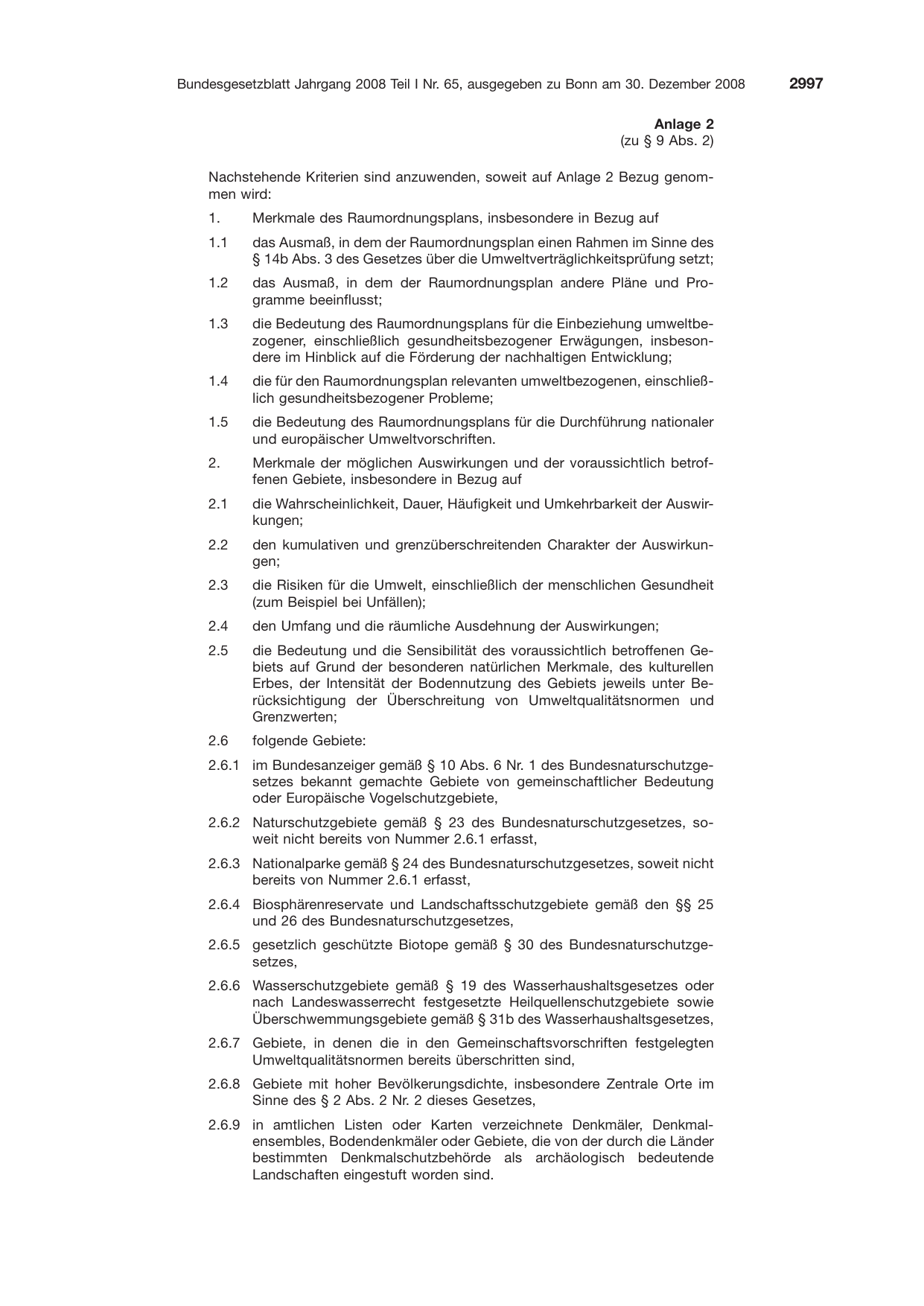 BGBl. 2008, Seite 2997 — Originalseite als Abbildung