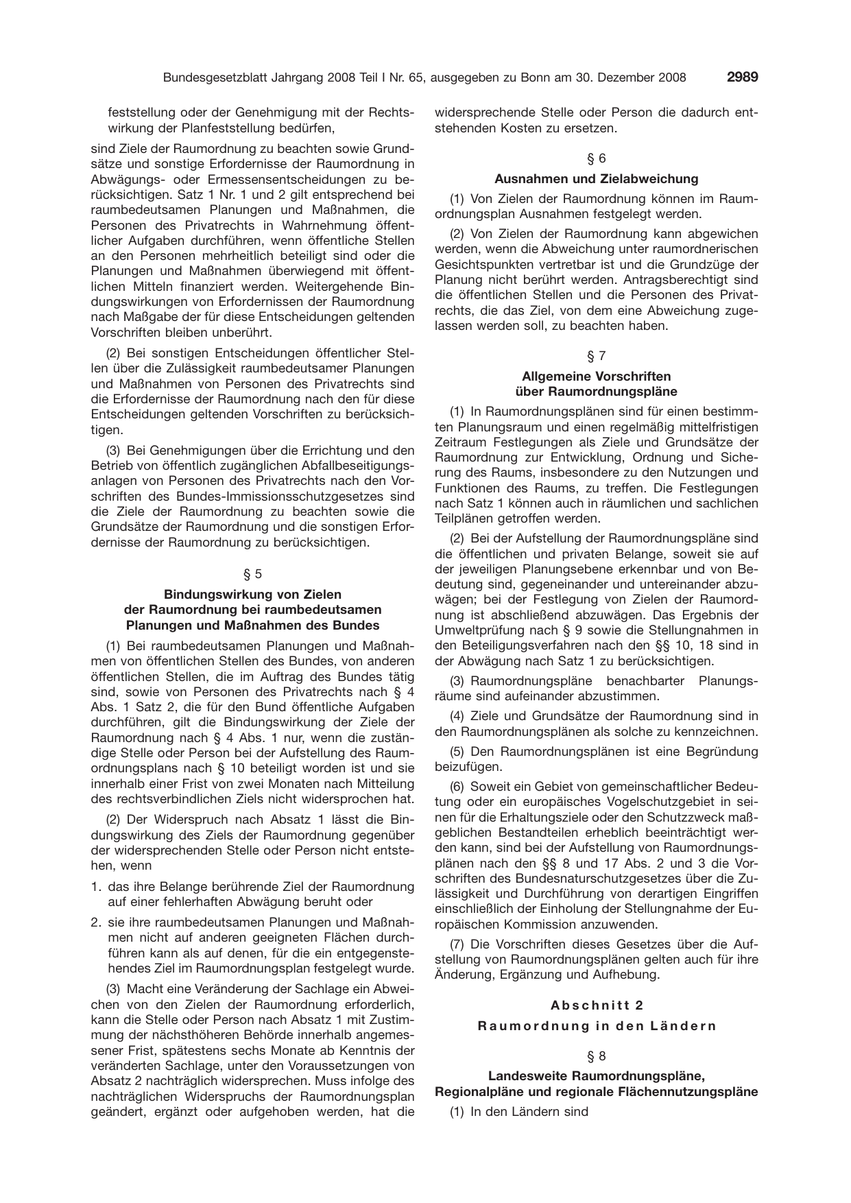BGBl. 2008, Seite 2989 — Originalseite als Abbildung