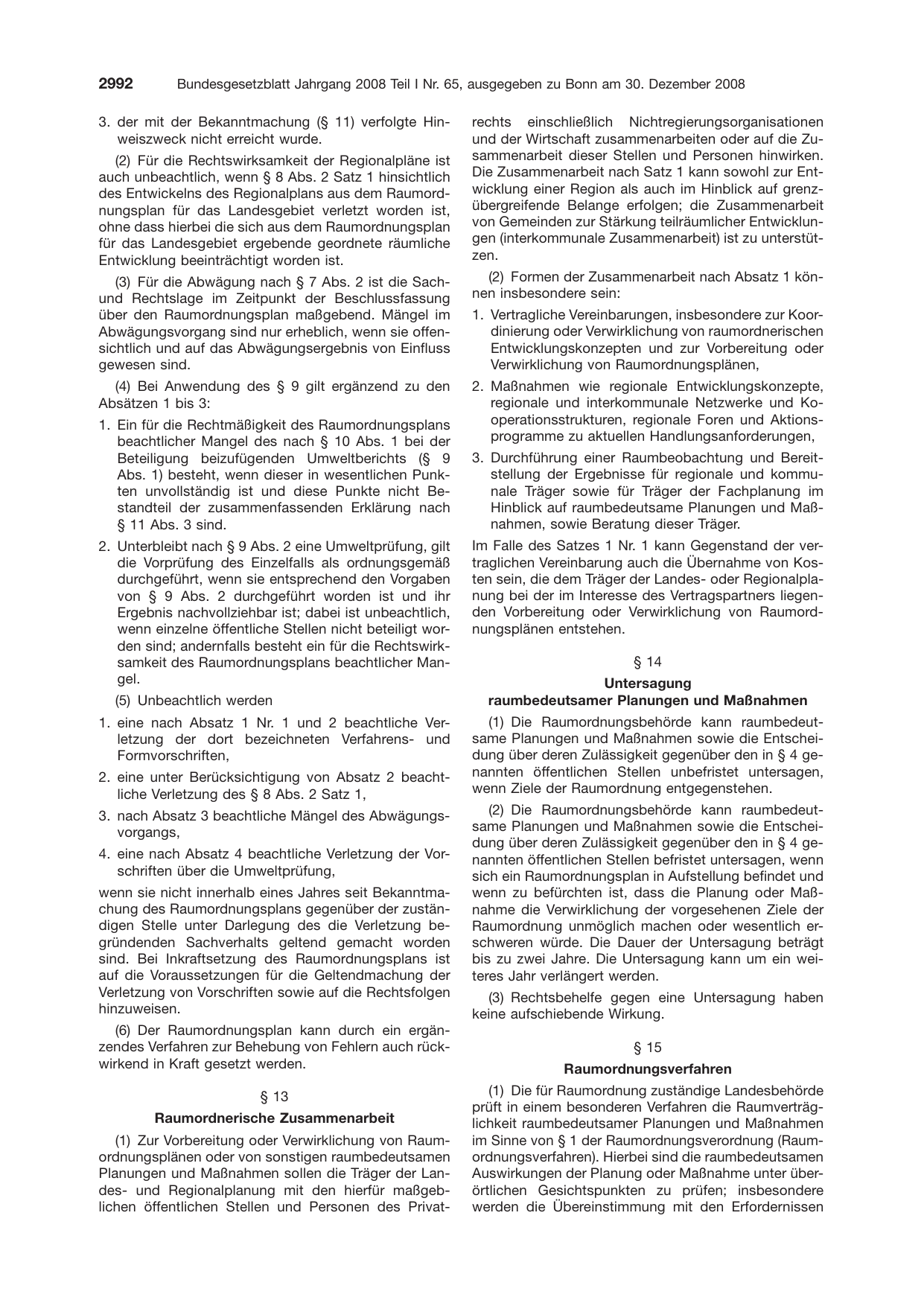 BGBl. 2008, Seite 2992 — Originalseite als Abbildung