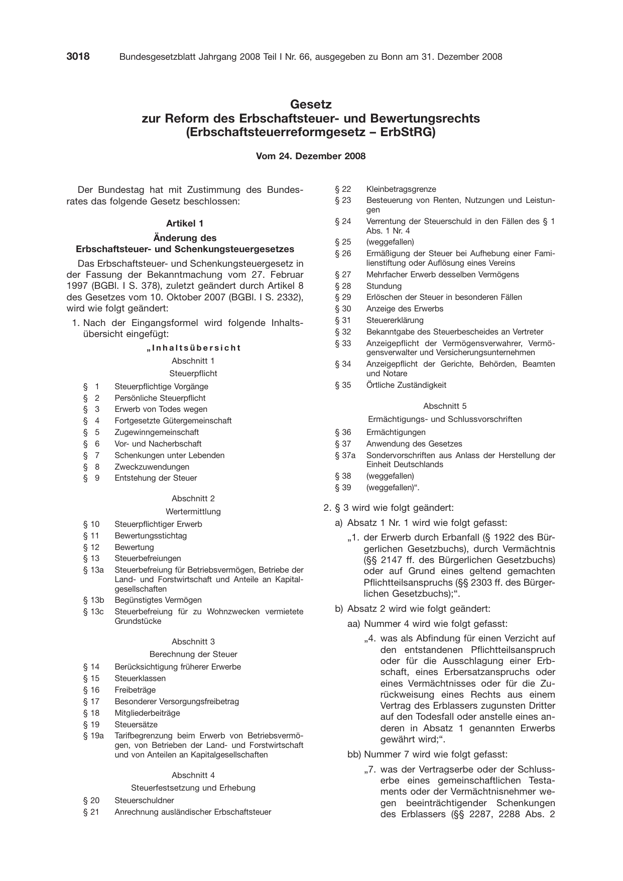 BGBl. 2008, Seite 3018 — Originalseite als Abbildung
