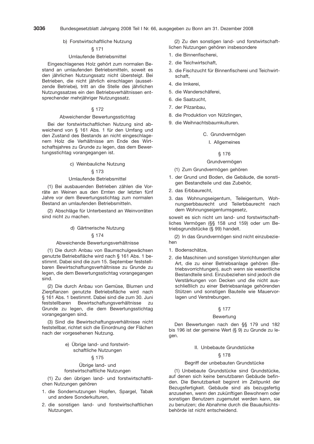 BGBl. 2008, Seite 3036 — Originalseite als Abbildung