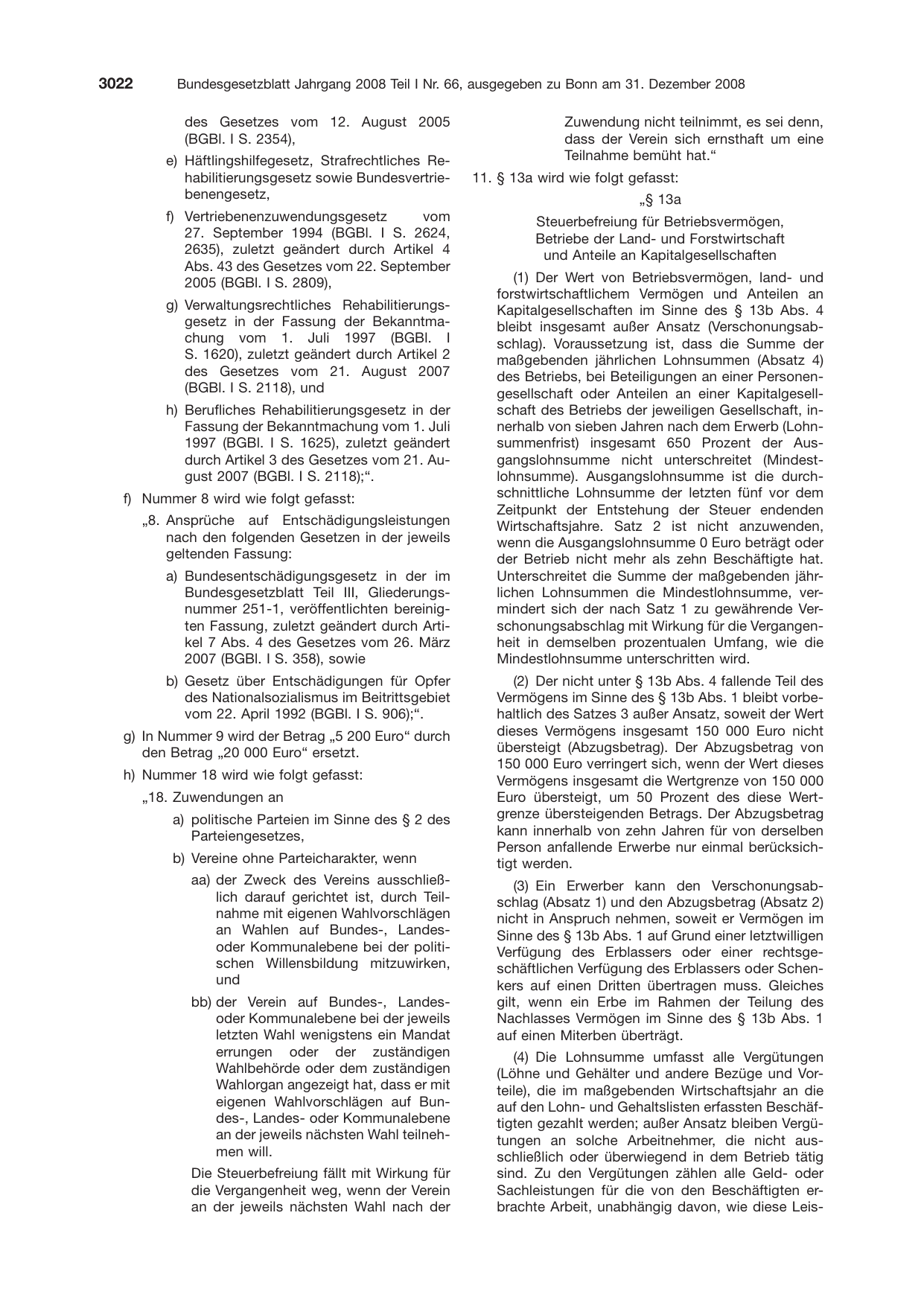 BGBl. 2008, Seite 3022 — Originalseite als Abbildung