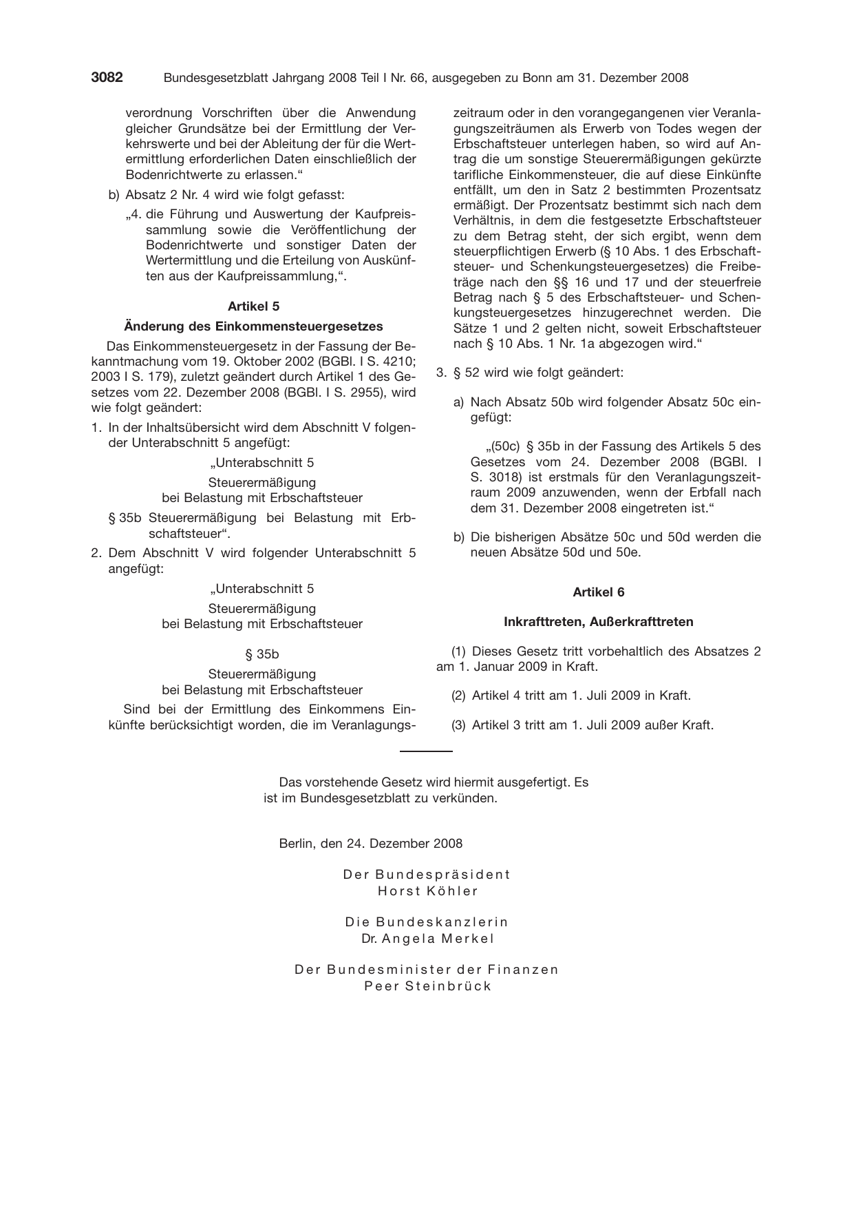 BGBl. 2008, Seite 3082 — Originalseite als Abbildung