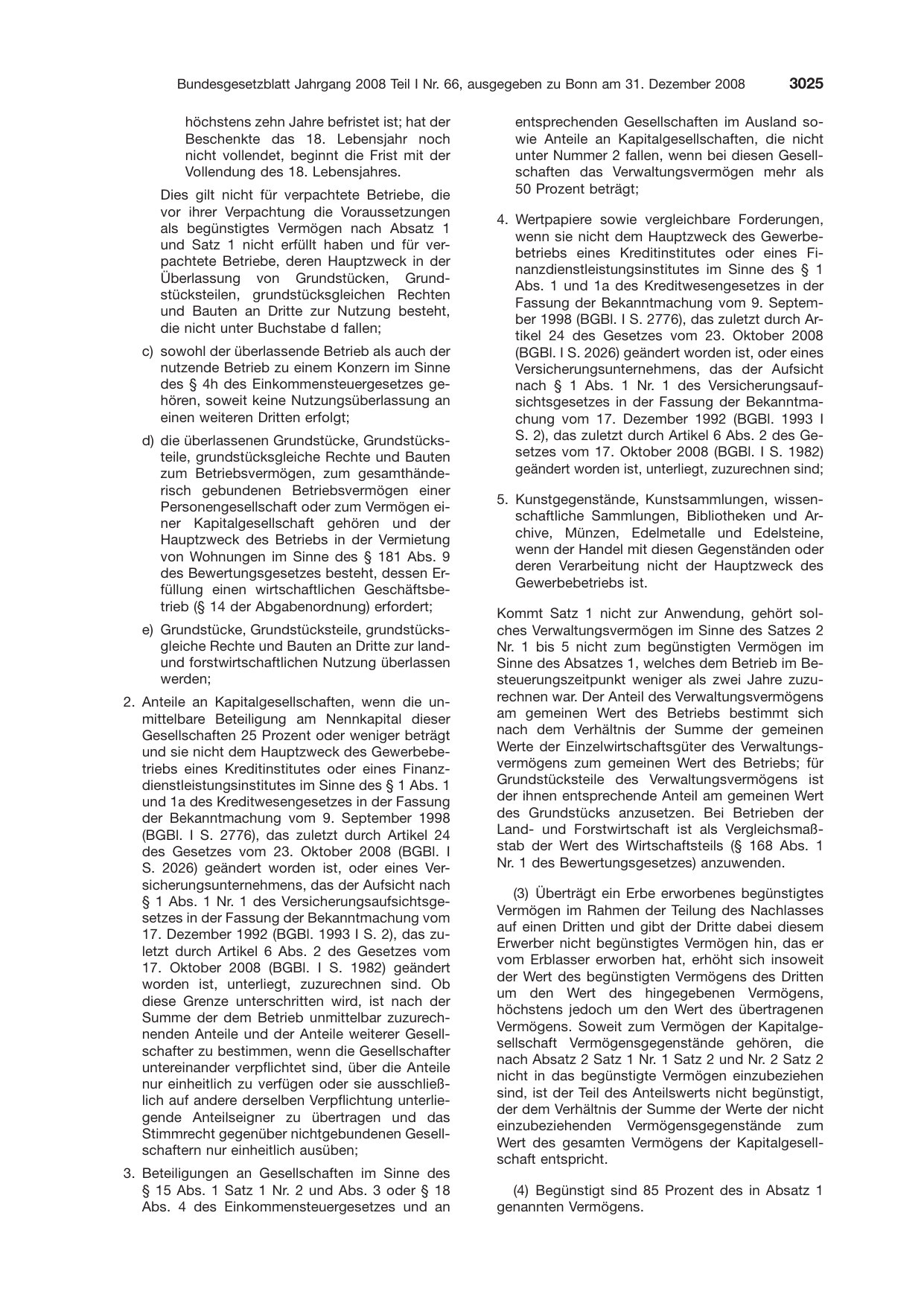 BGBl. 2008, Seite 3025 — Originalseite als Abbildung