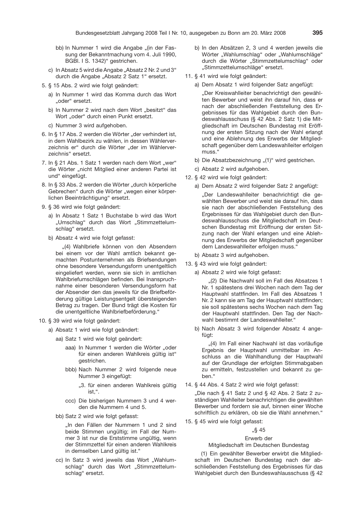 BGBl. 2008, Seite 395 — Originalseite als Abbildung