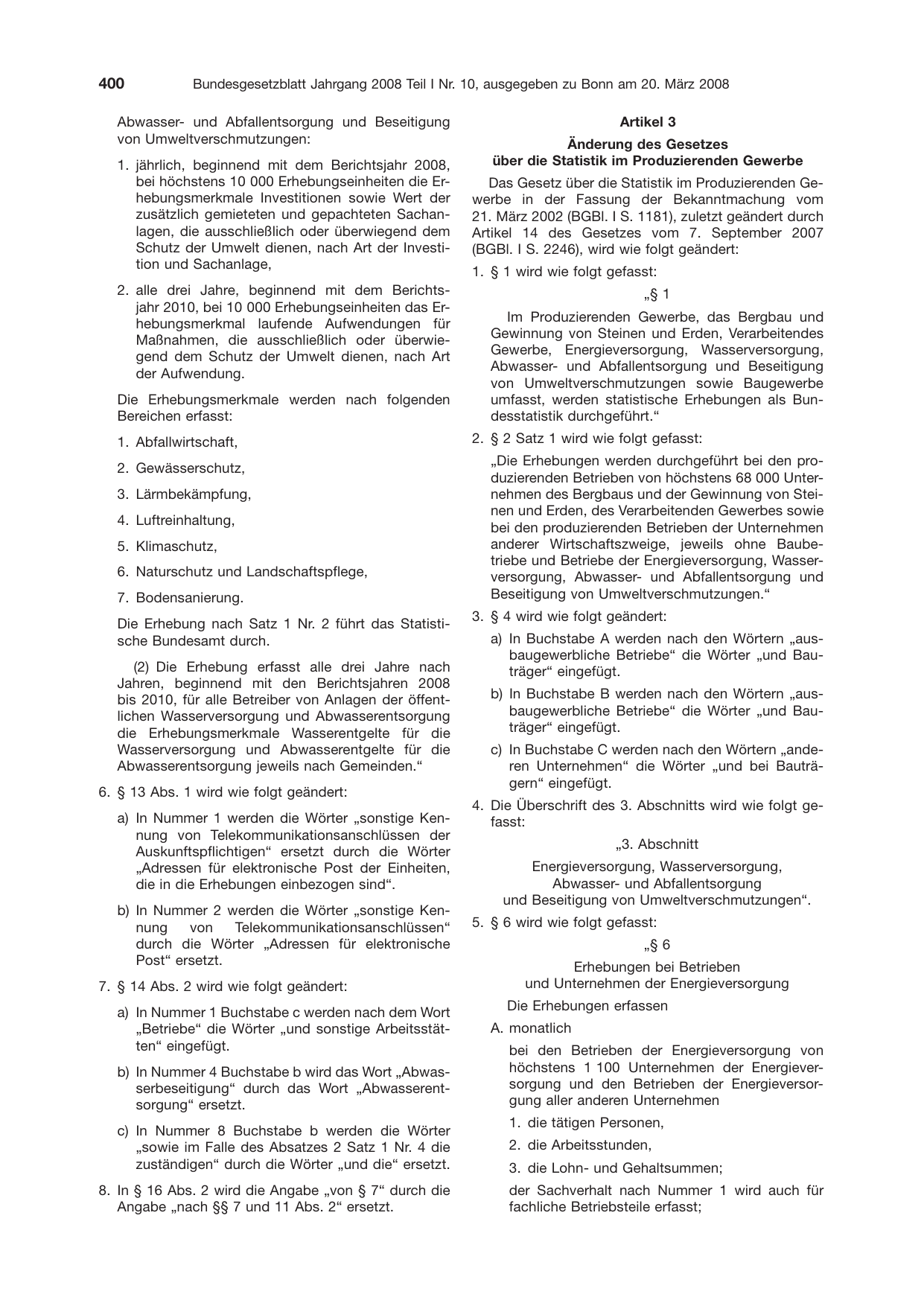 BGBl. 2008, Seite 400 — Originalseite als Abbildung