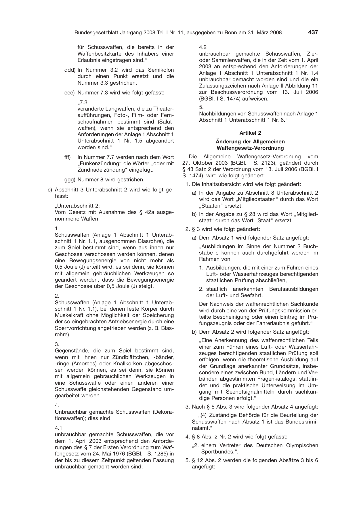 BGBl. 2008, Seite 437 — Originalseite als Abbildung