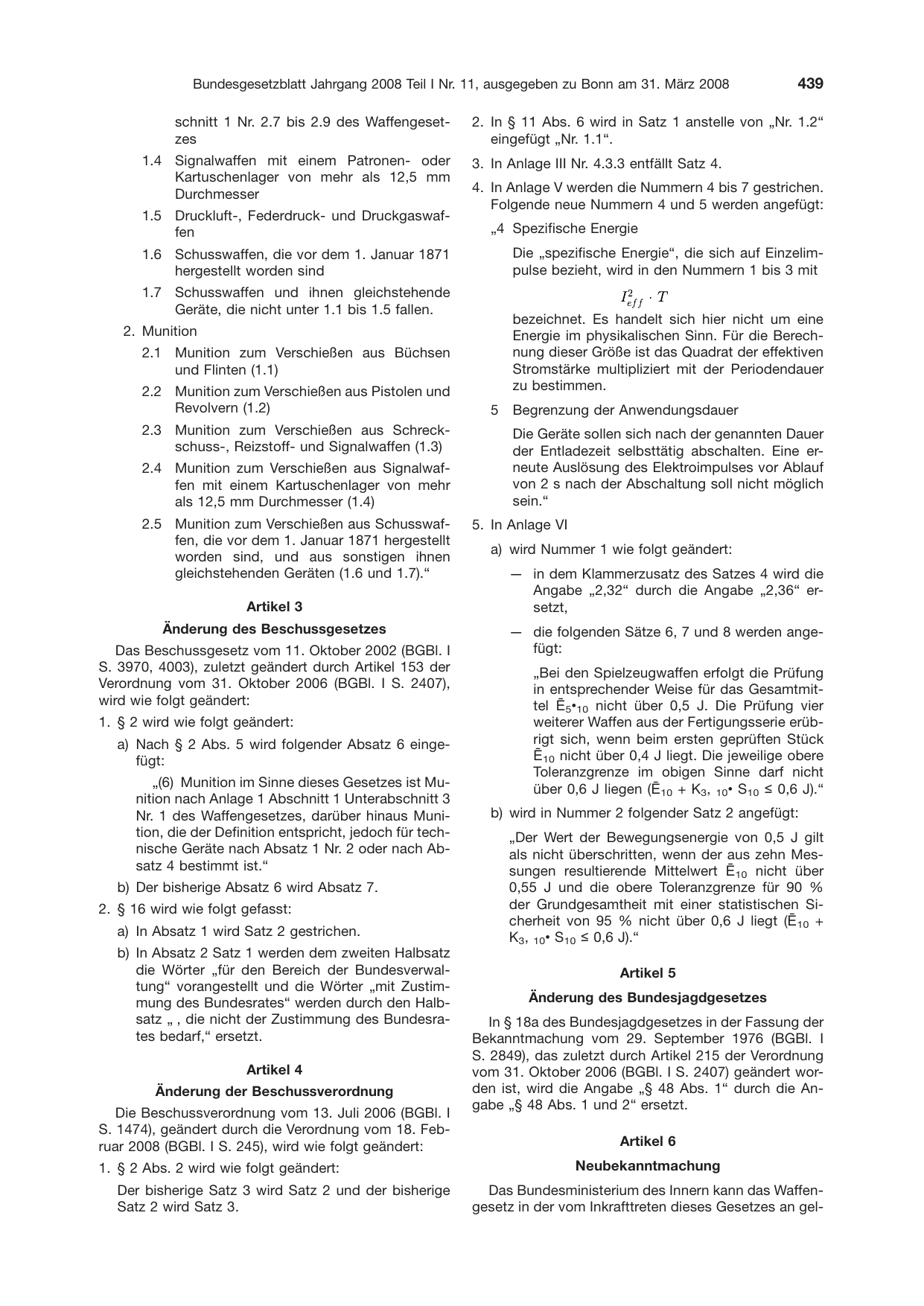 BGBl. 2008, Seite 439 — Originalseite als Abbildung
