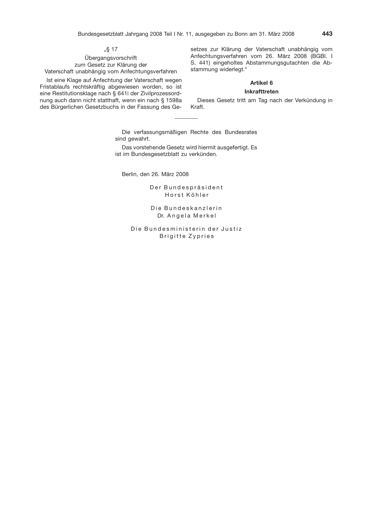 BGBl. 2008, Seite 443 — Originalseite als Abbildung