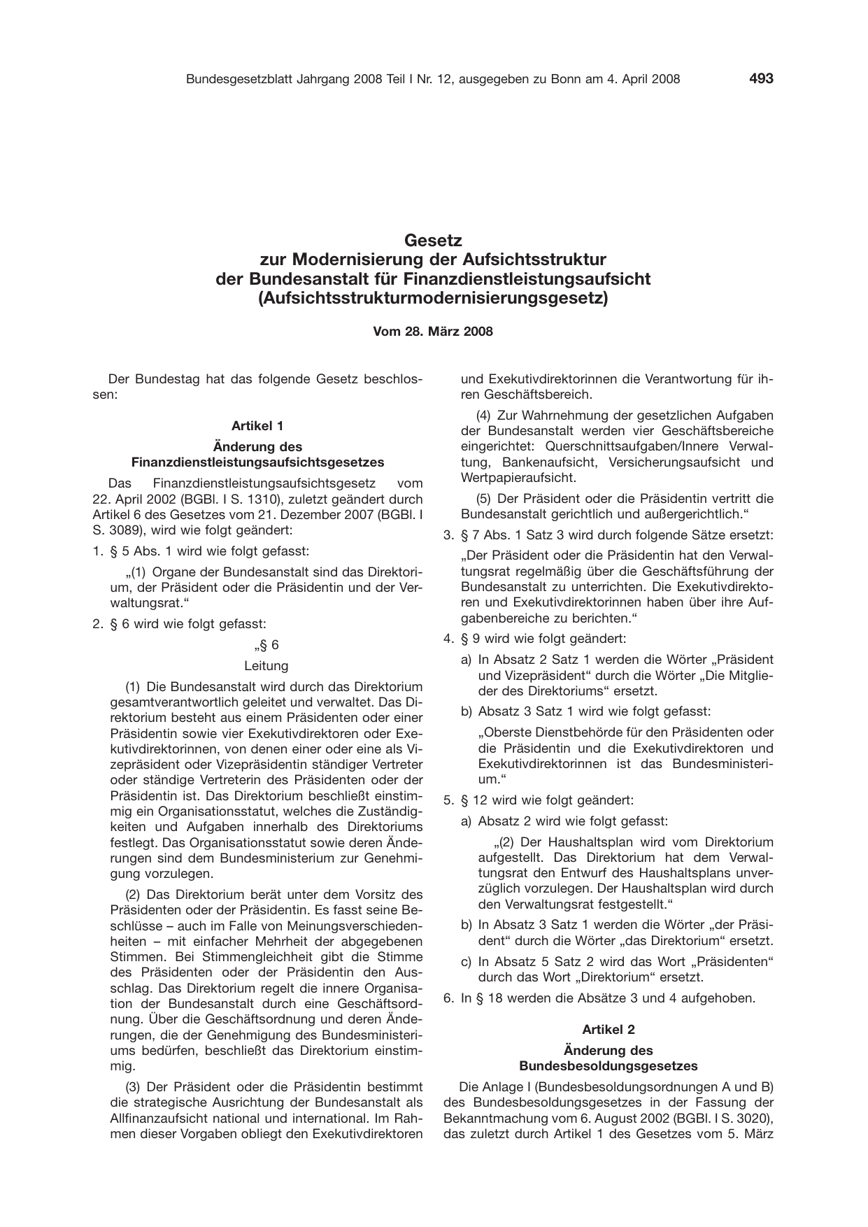 BGBl. 2008, Seite 493 — Originalseite als Abbildung