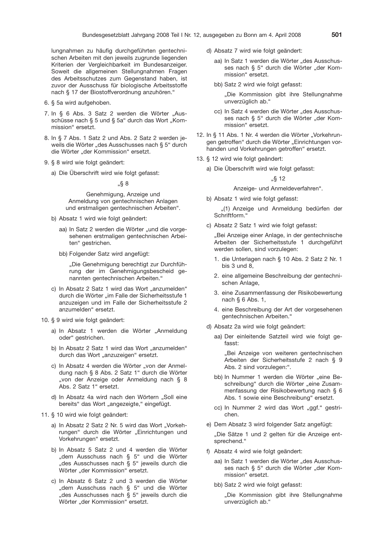 BGBl. 2008, Seite 501 — Originalseite als Abbildung