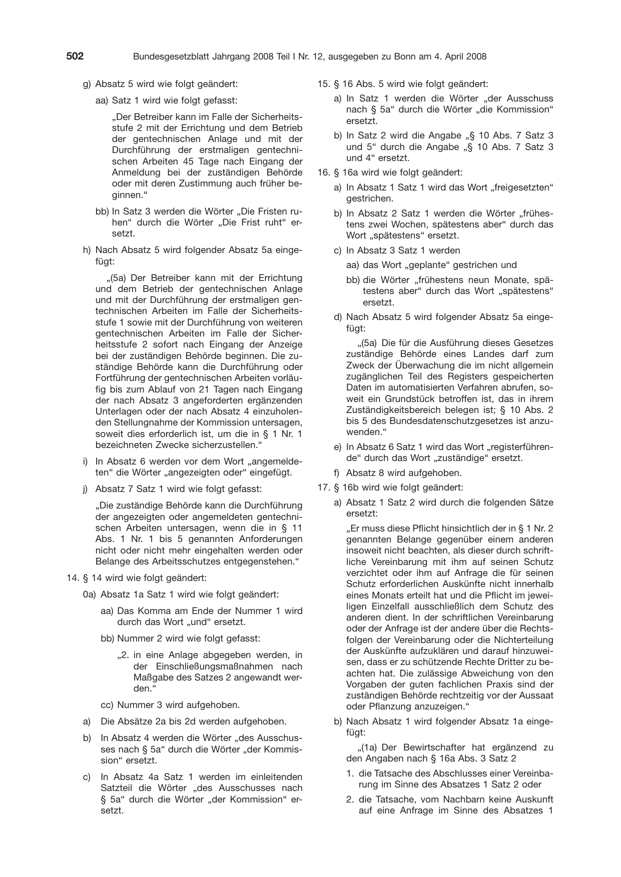 BGBl. 2008, Seite 502 — Originalseite als Abbildung