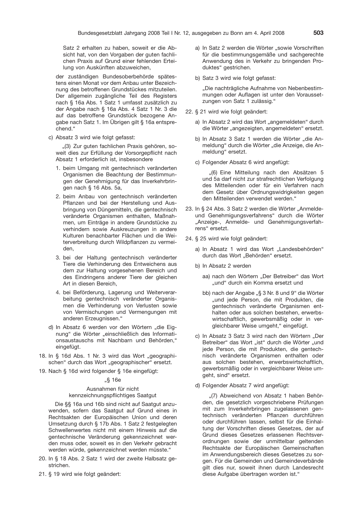BGBl. 2008, Seite 503 — Originalseite als Abbildung