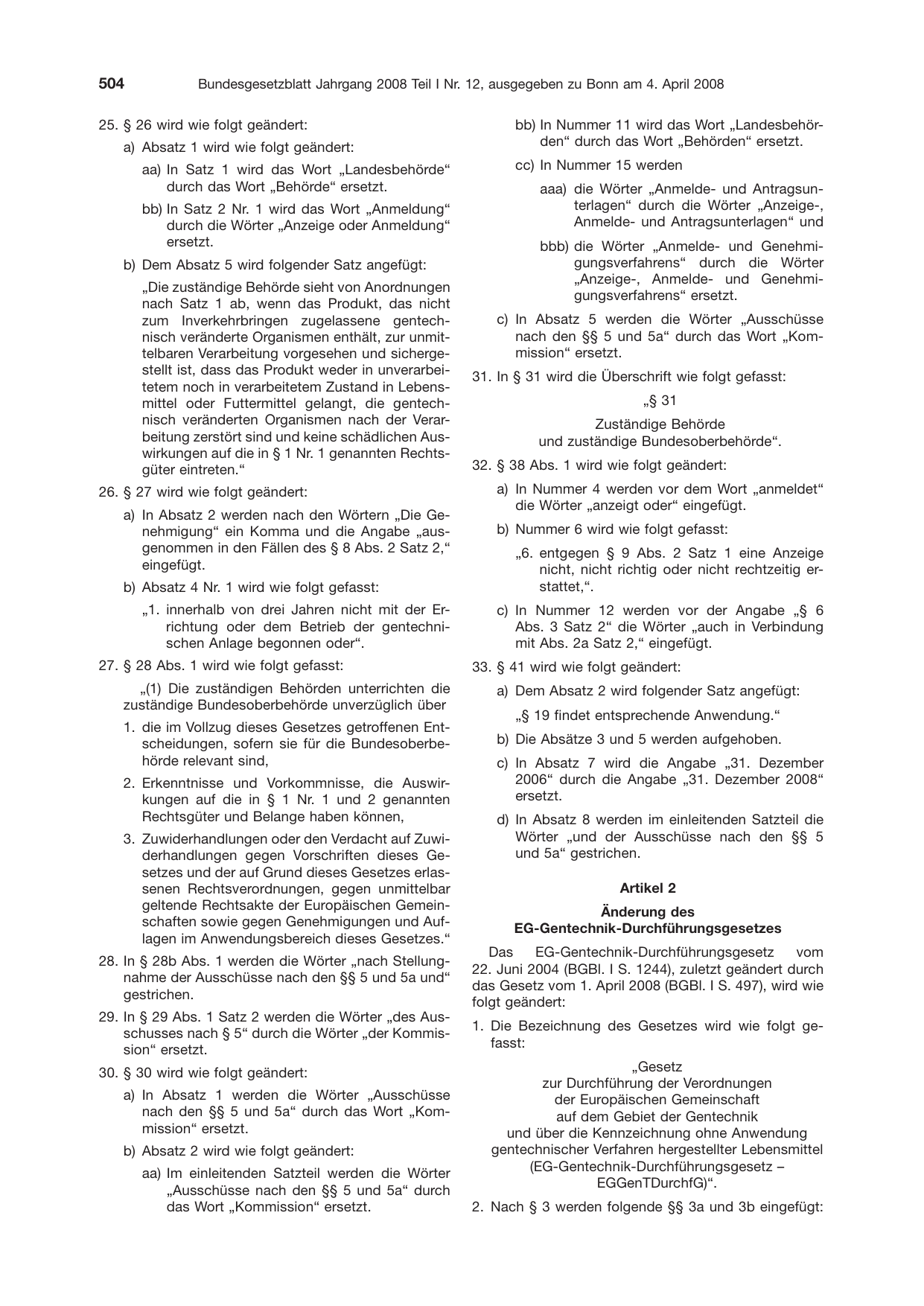 BGBl. 2008, Seite 504 — Originalseite als Abbildung