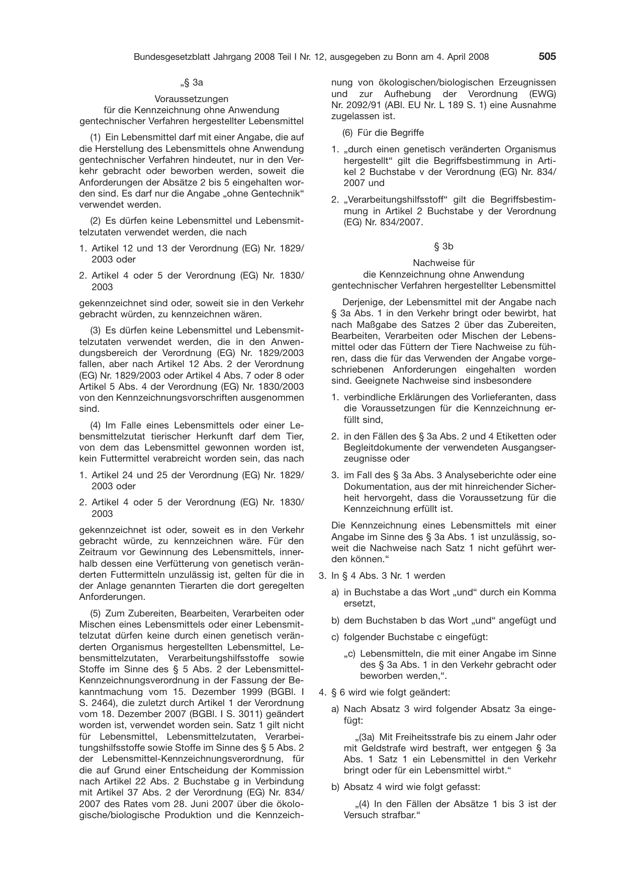 BGBl. 2008, Seite 505 — Originalseite als Abbildung