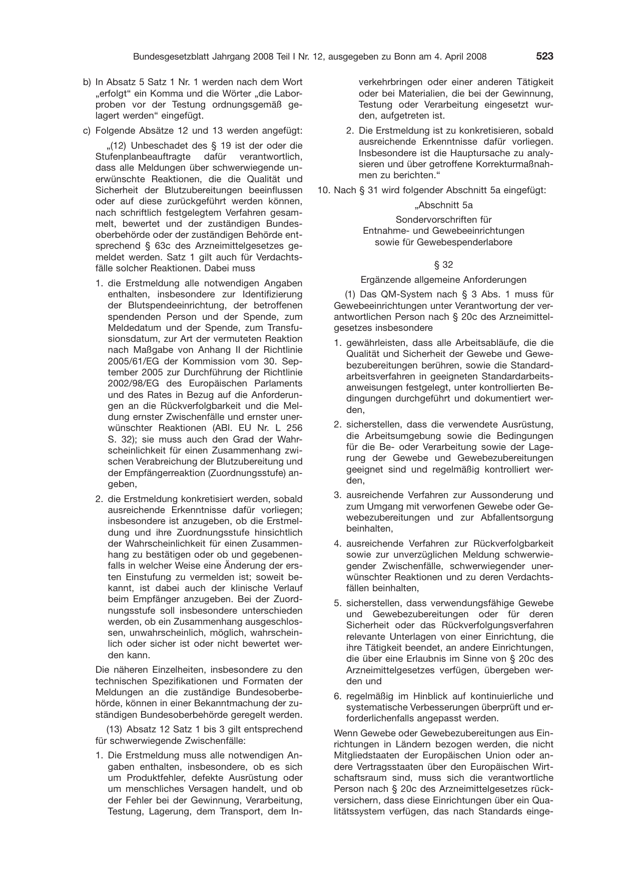 BGBl. 2008, Seite 523 — Originalseite als Abbildung