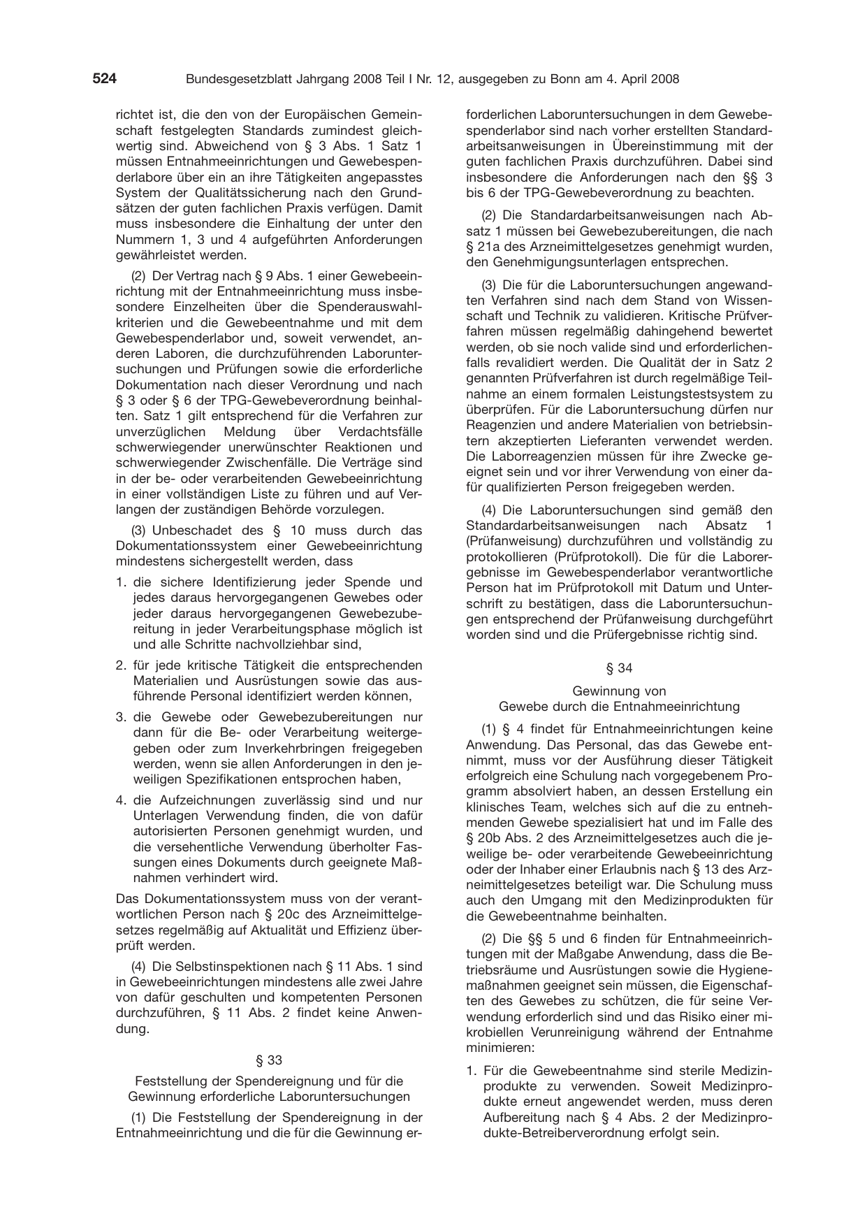 BGBl. 2008, Seite 524 — Originalseite als Abbildung