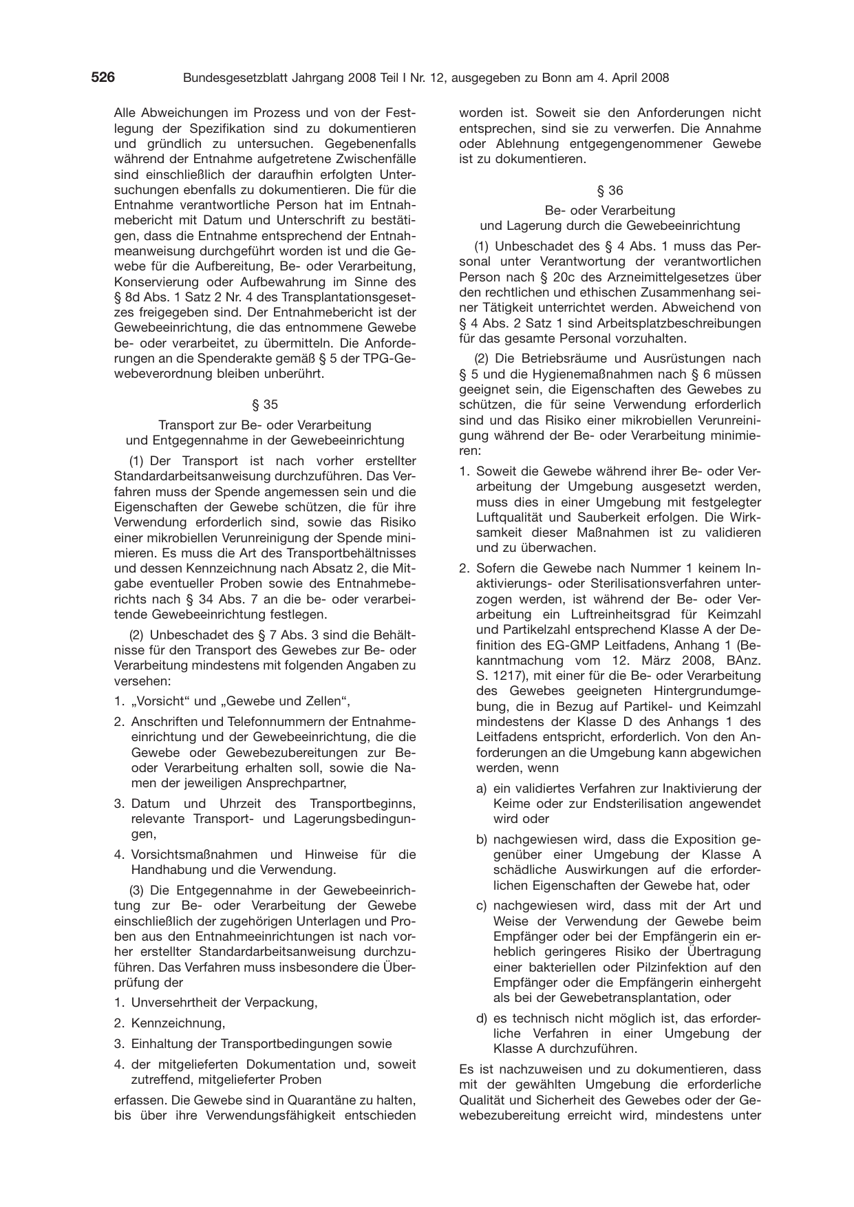BGBl. 2008, Seite 526 — Originalseite als Abbildung