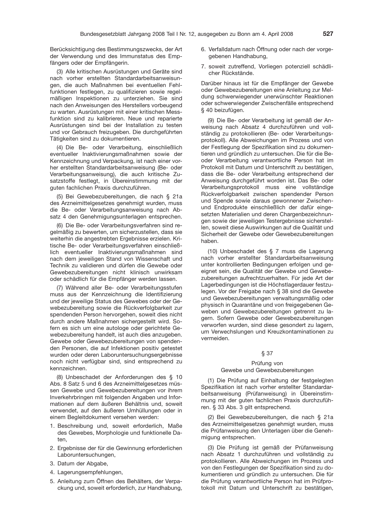 BGBl. 2008, Seite 527 — Originalseite als Abbildung