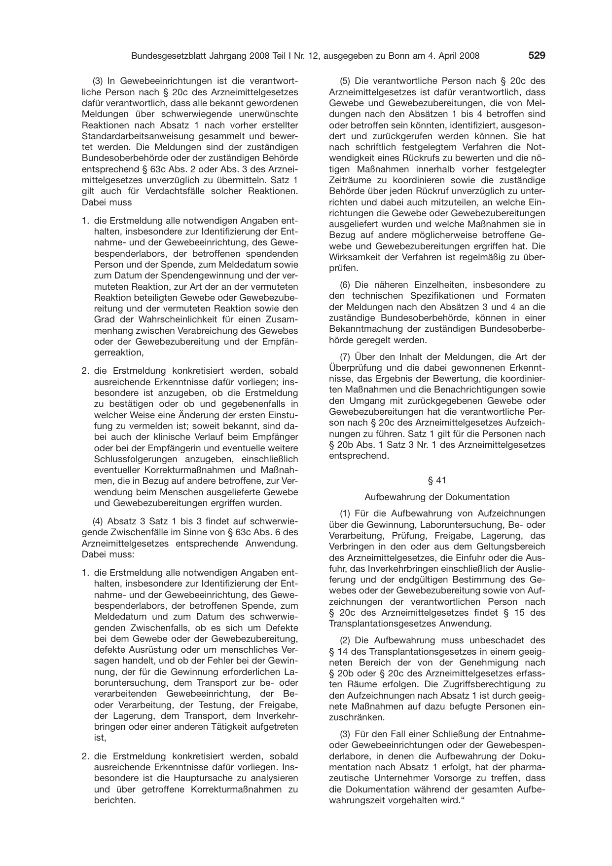 BGBl. 2008, Seite 529 — Originalseite als Abbildung