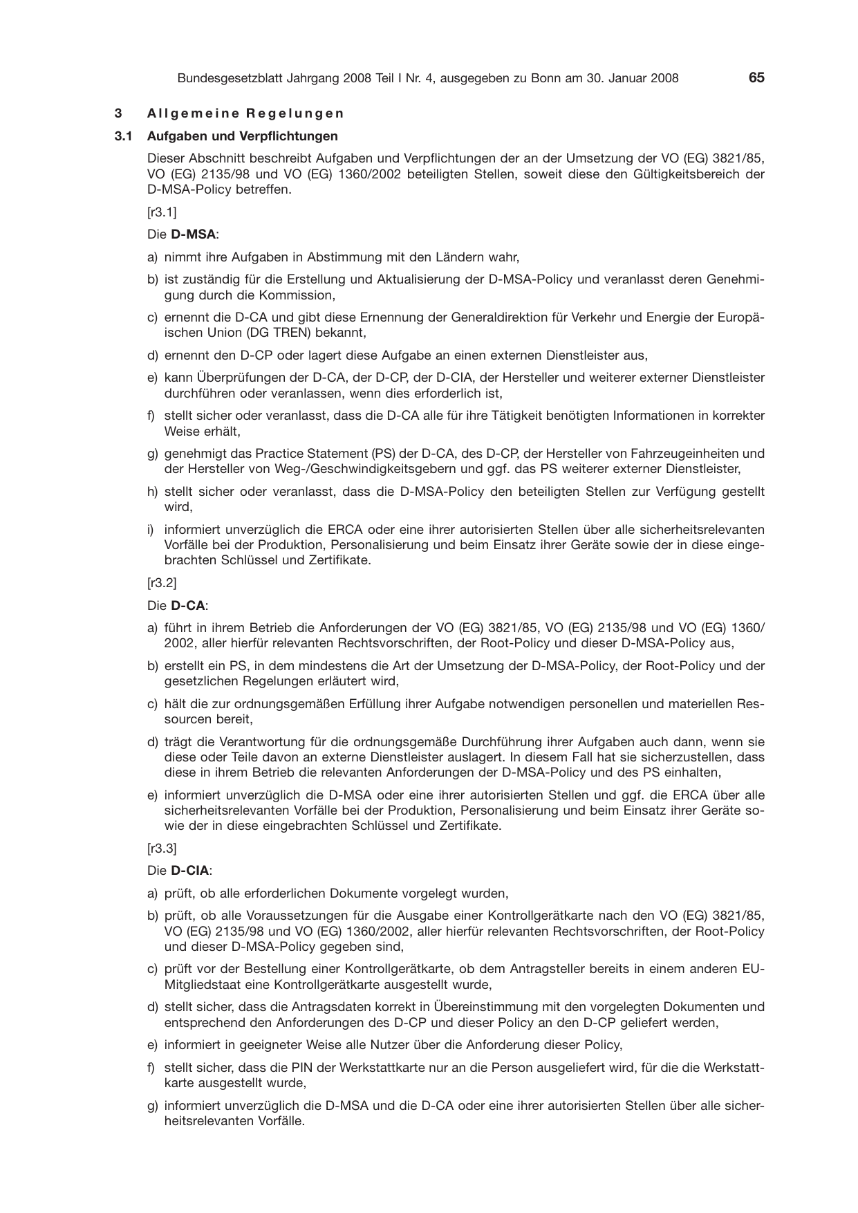 BGBl. 2008, Seite 65 — Originalseite als Abbildung