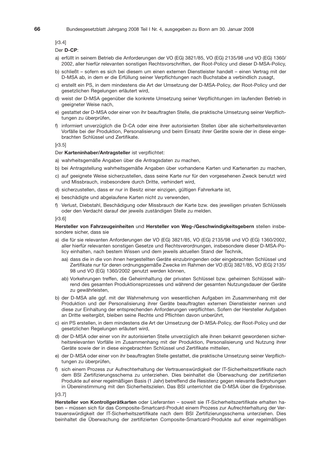 BGBl. 2008, Seite 66 — Originalseite als Abbildung