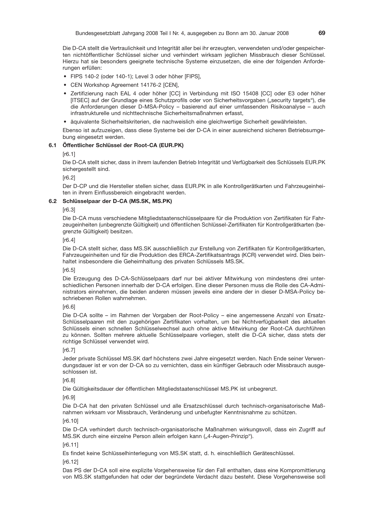 BGBl. 2008, Seite 69 — Originalseite als Abbildung