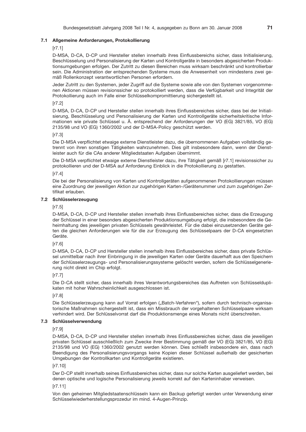 BGBl. 2008, Seite 71 — Originalseite als Abbildung