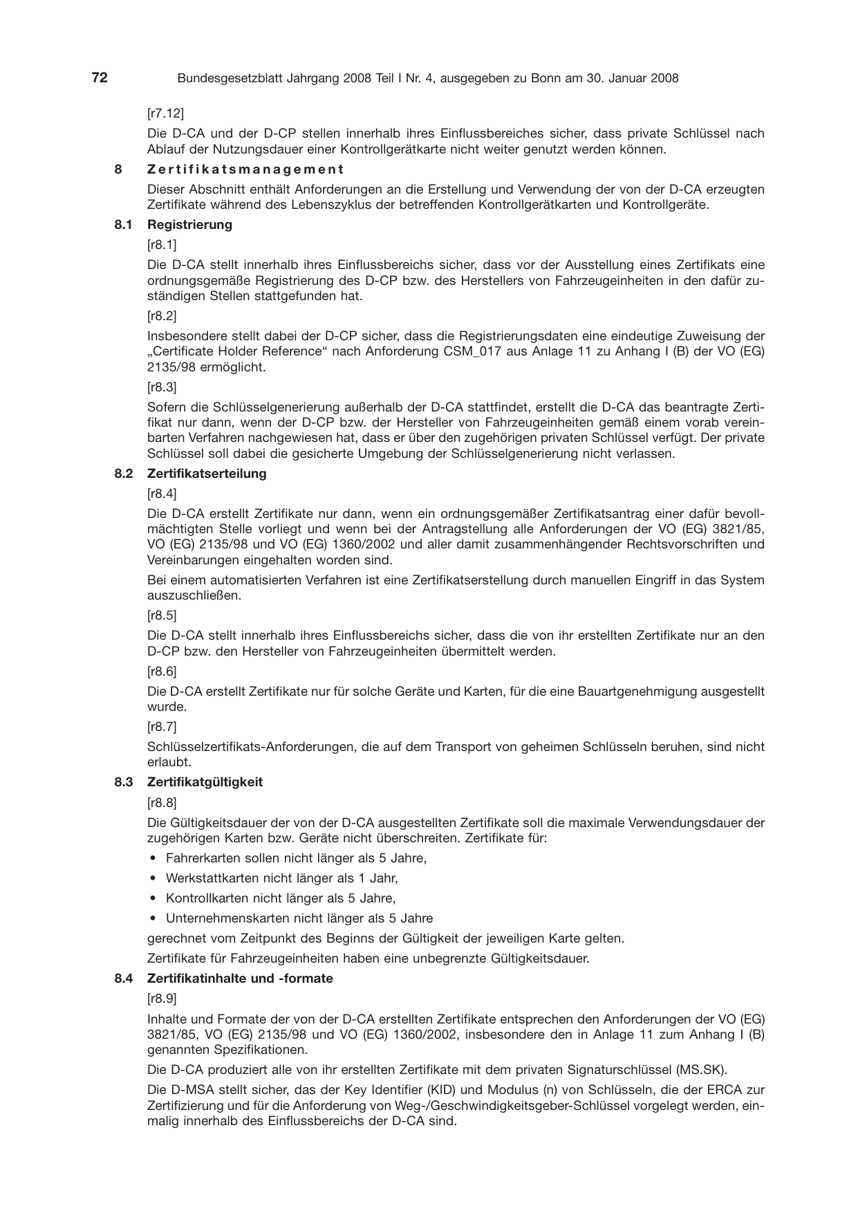 BGBl. 2008, Seite 72 — Originalseite als Abbildung