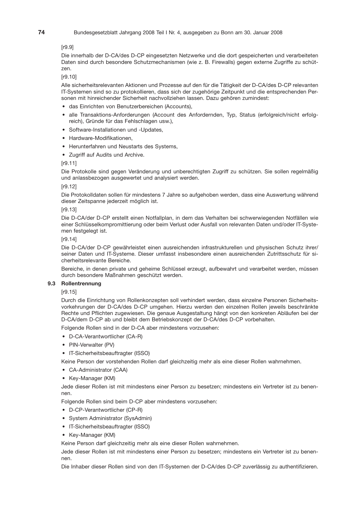 BGBl. 2008, Seite 74 — Originalseite als Abbildung