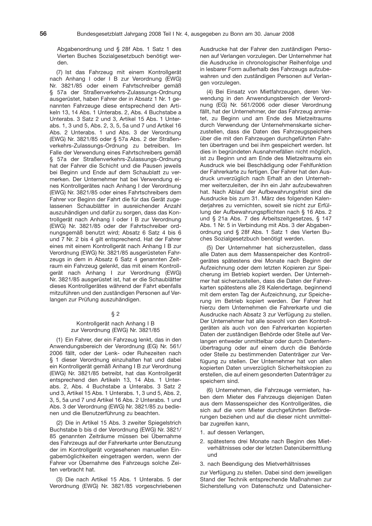 BGBl. 2008, Seite 56 — Originalseite als Abbildung