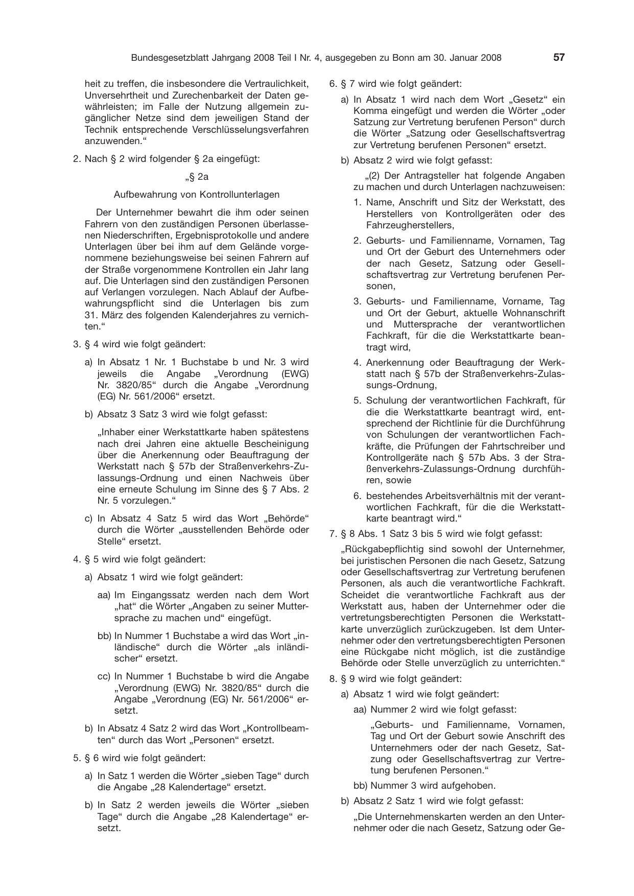BGBl. 2008, Seite 57 — Originalseite als Abbildung