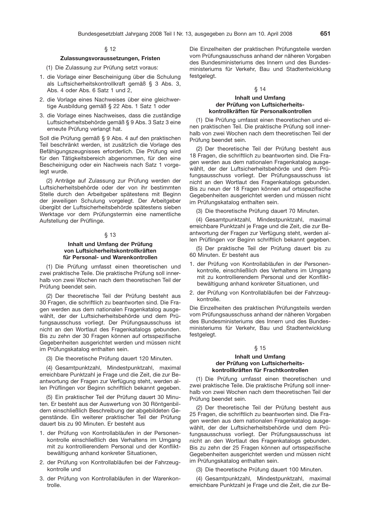 BGBl. 2008, Seite 651 — Originalseite als Abbildung
